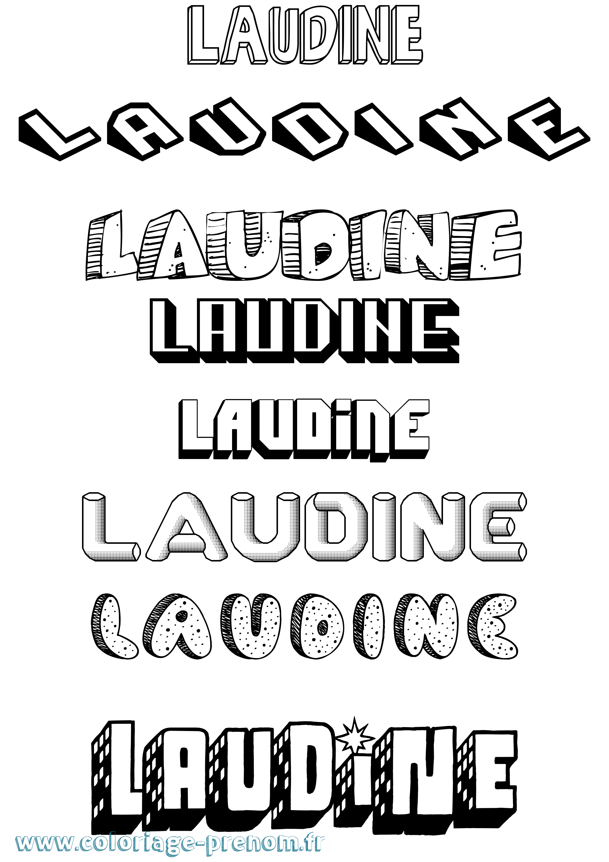 Coloriage Laudine Effet 3D Coloriage prénom Laudine Effet 3D