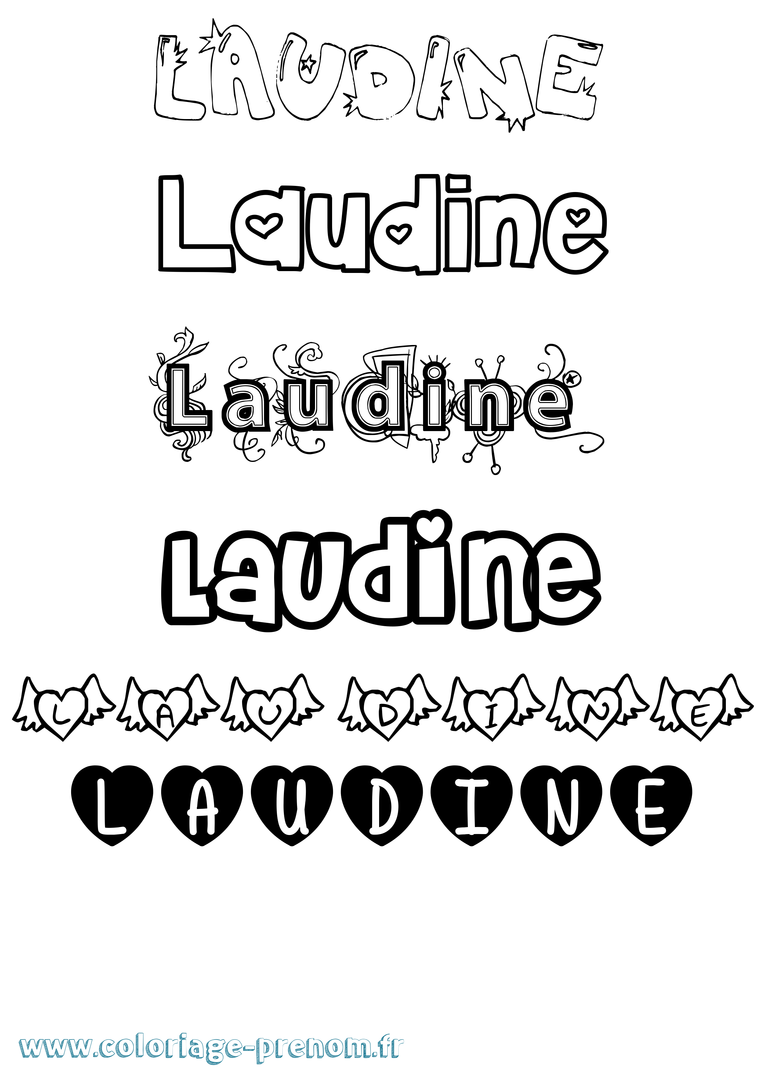 Coloriage Laudine Girly Coloriage prénom Laudine Girly