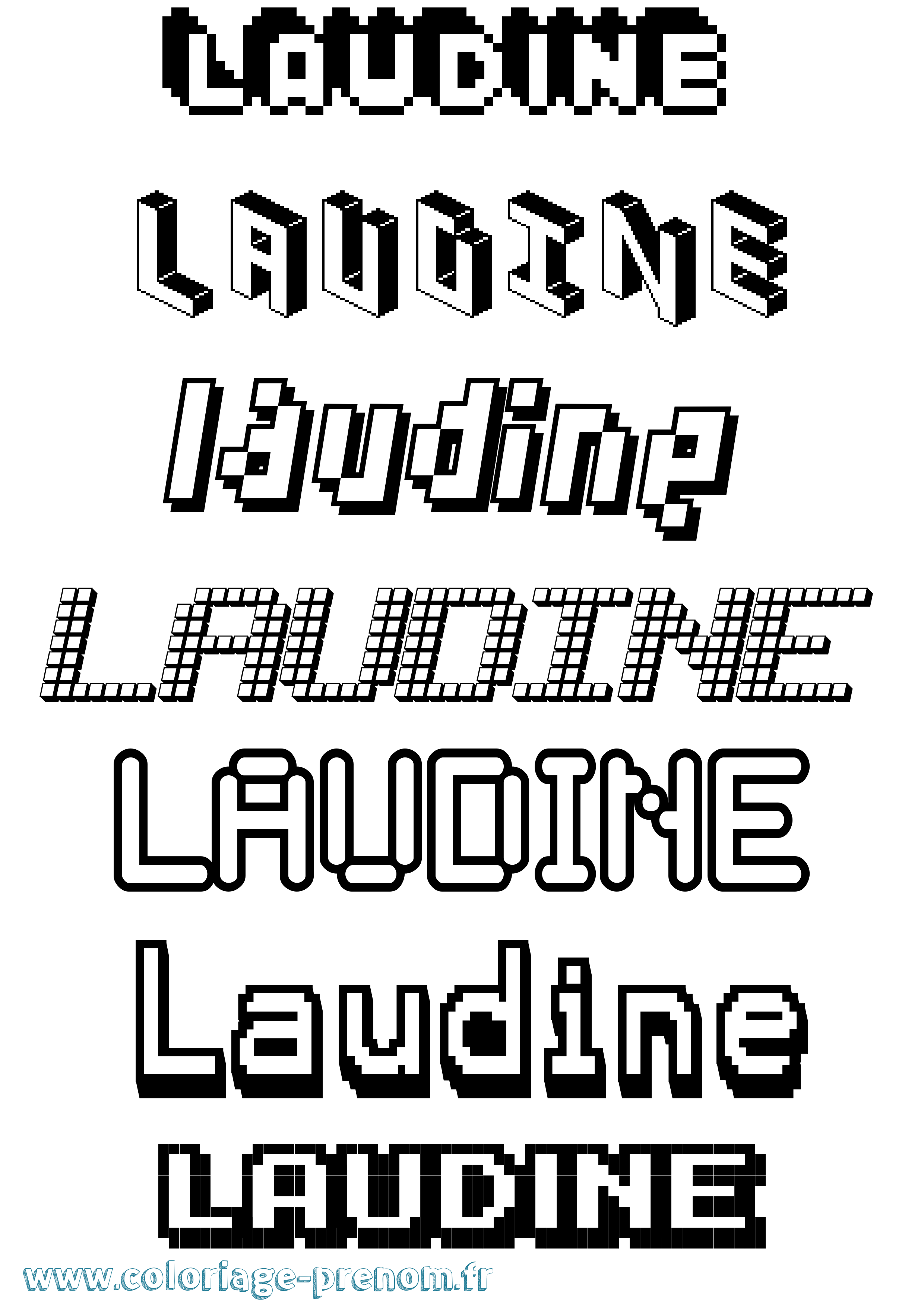 Coloriage Laudine Pixel Coloriage prénom Laudine Pixel
