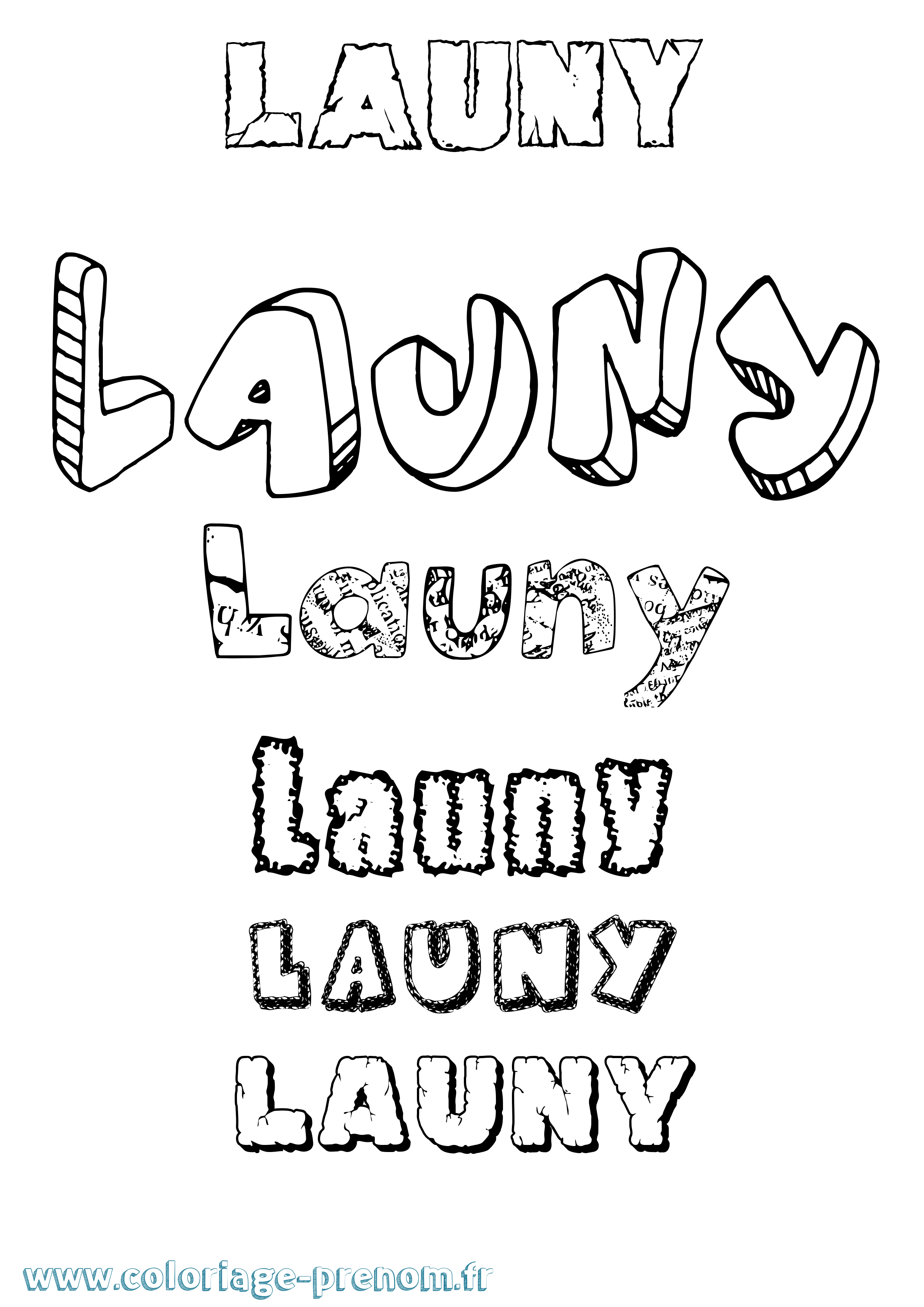 Coloriage Launy Destructuré Coloriage prénom Launy Destructuré
