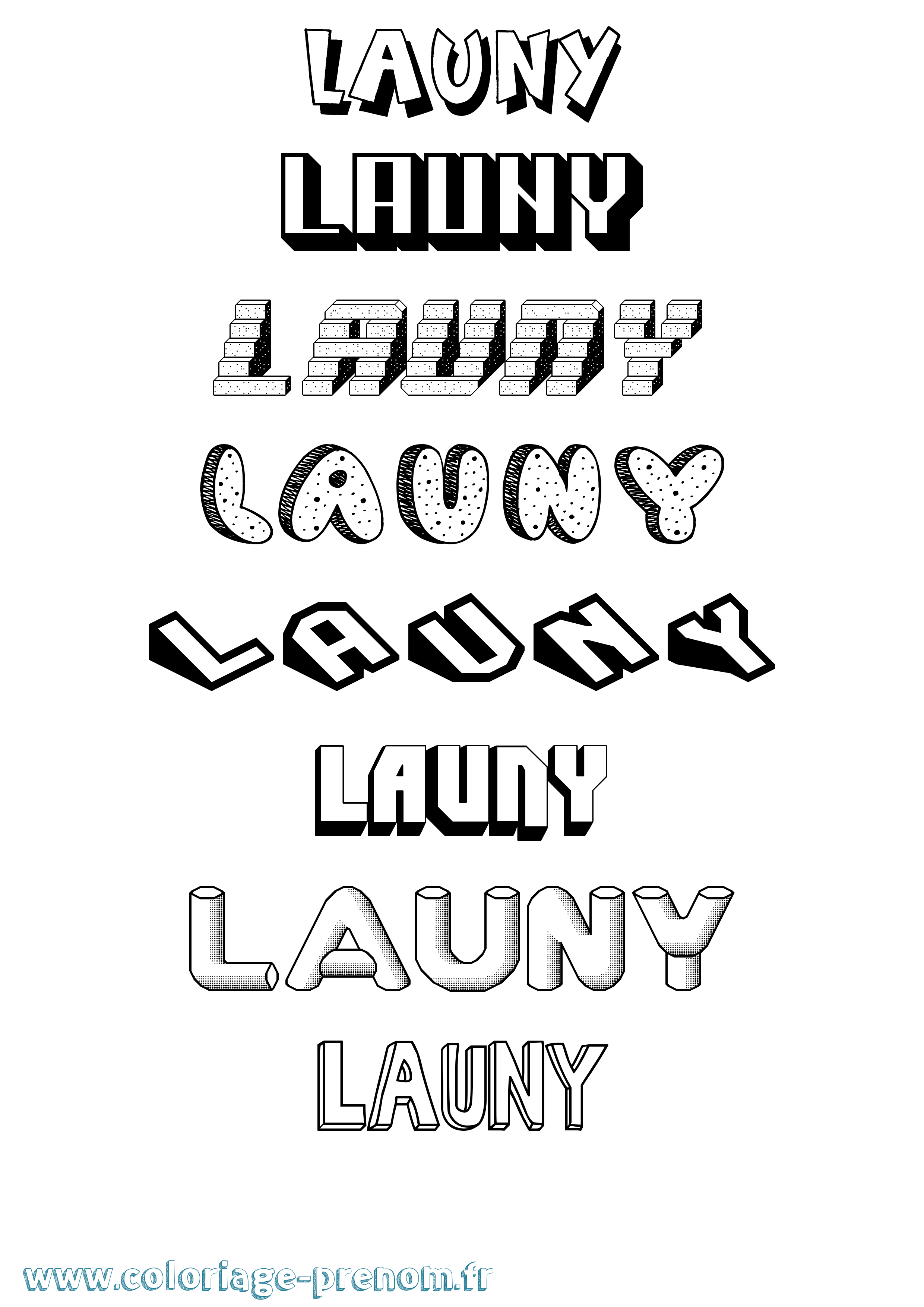Coloriage Launy Effet 3D Coloriage prénom Launy Effet 3D