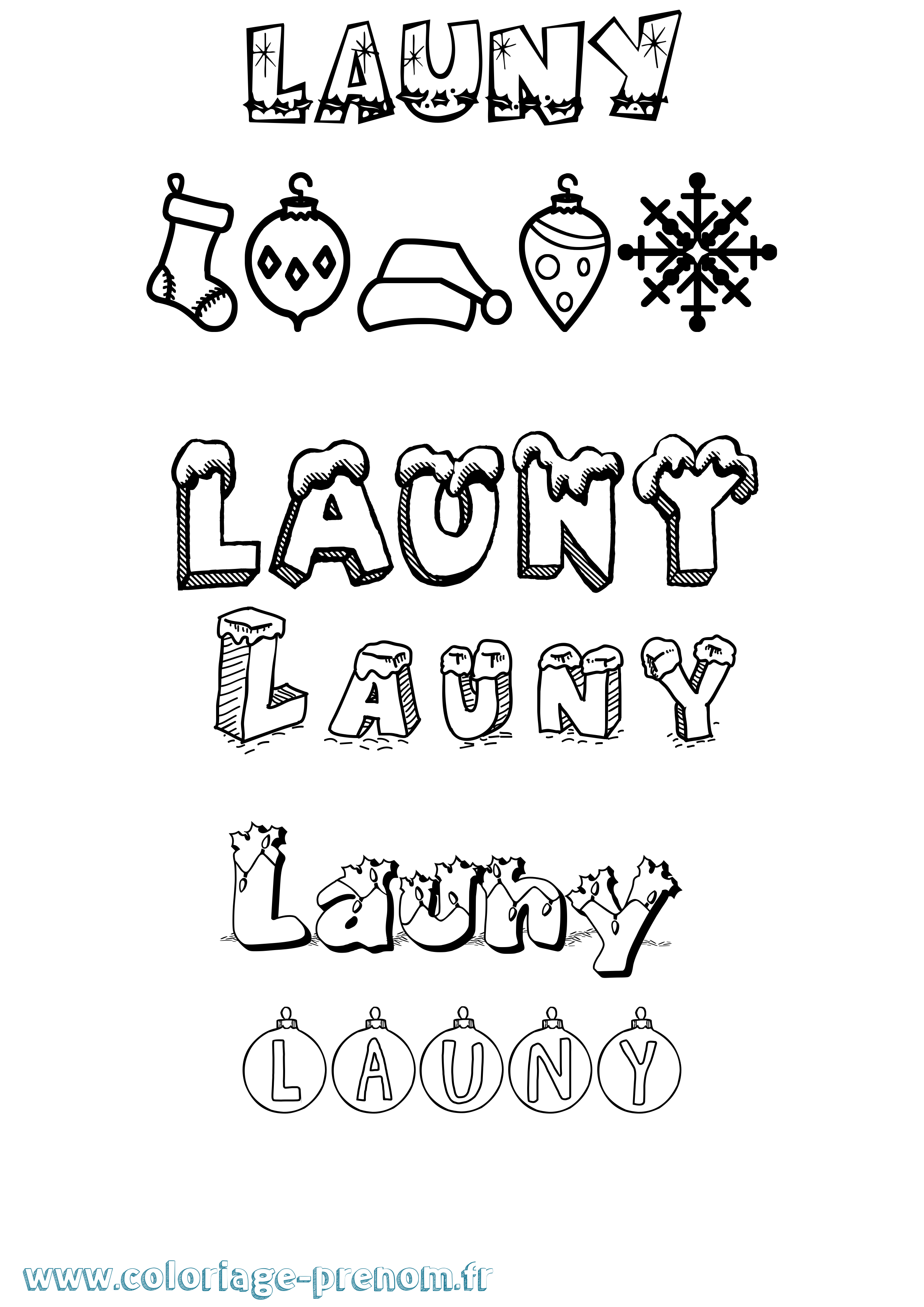 Coloriage Launy Noël Coloriage prénom Launy Noël