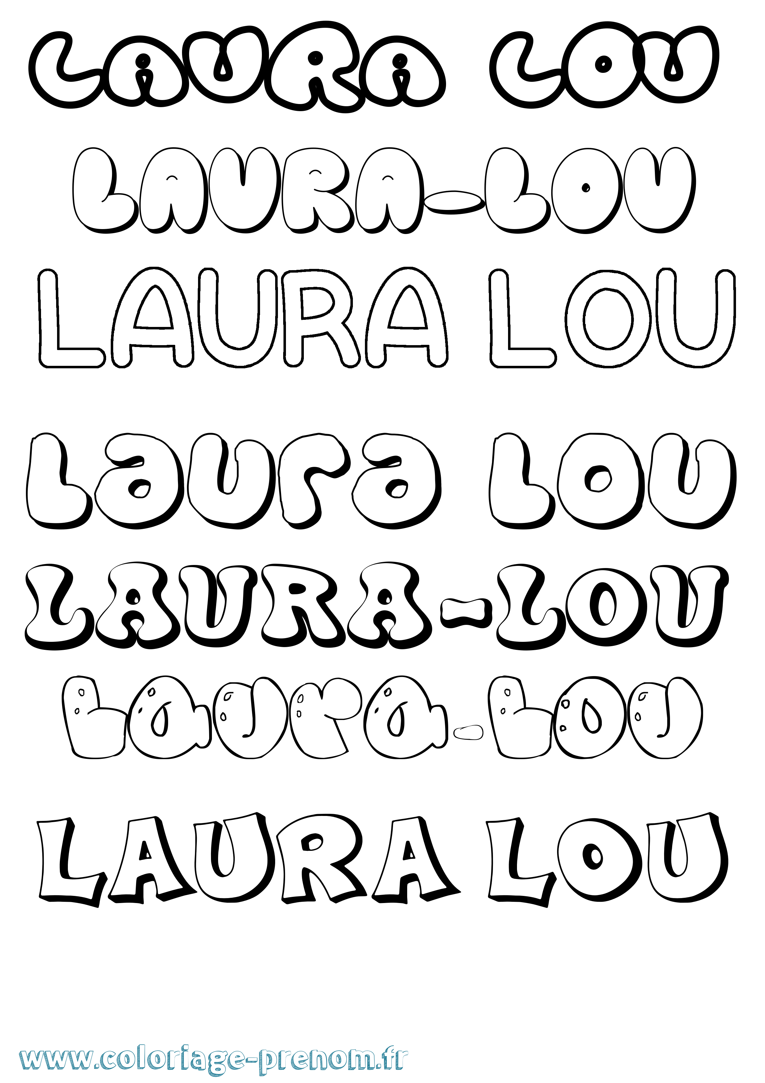 Coloriage Laura-Lou Bubble Coloriage prénom Laura-Lou Bubble