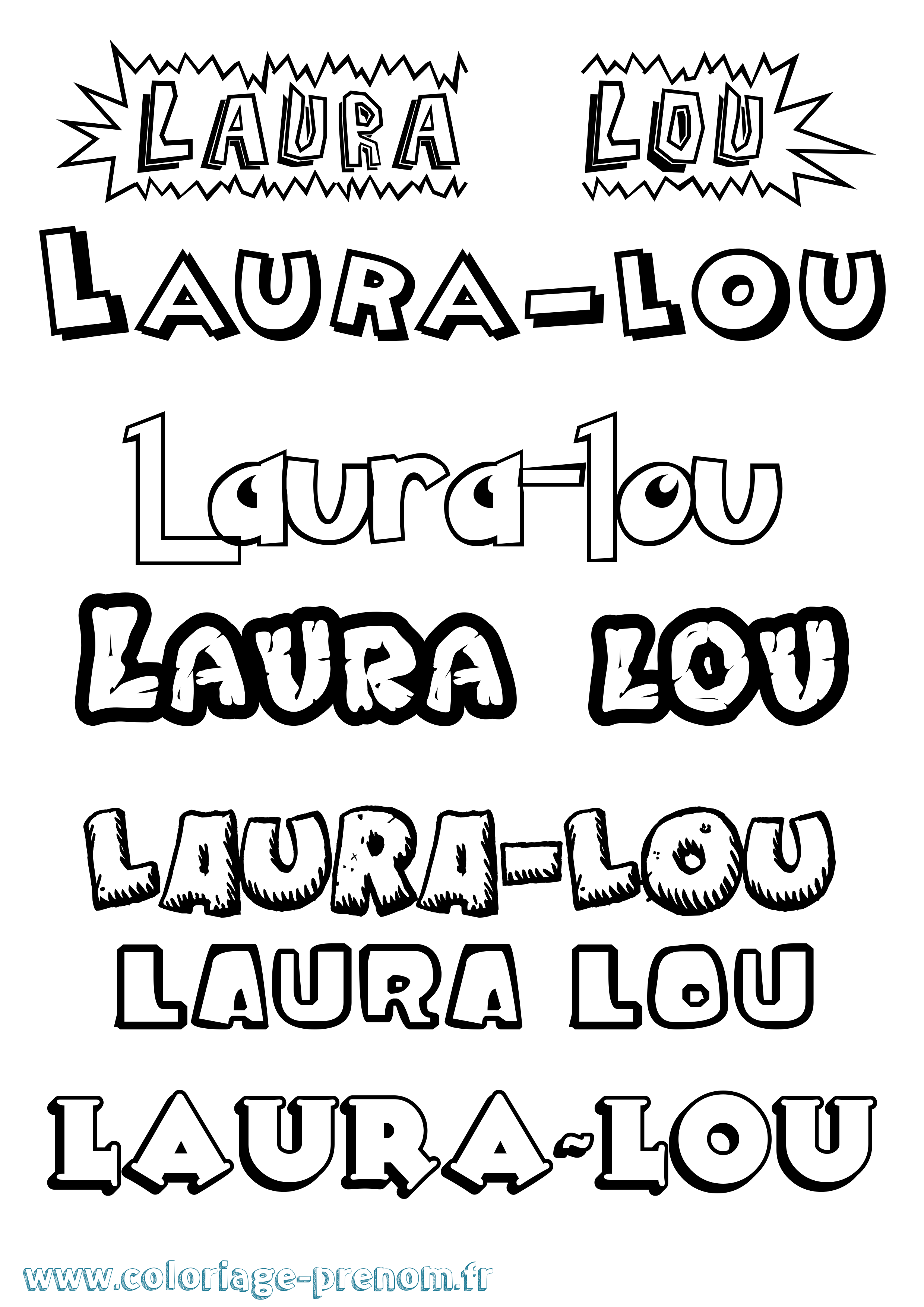 Coloriage Laura-Lou Dessin Animé Coloriage prénom Laura-Lou Dessin Animé
