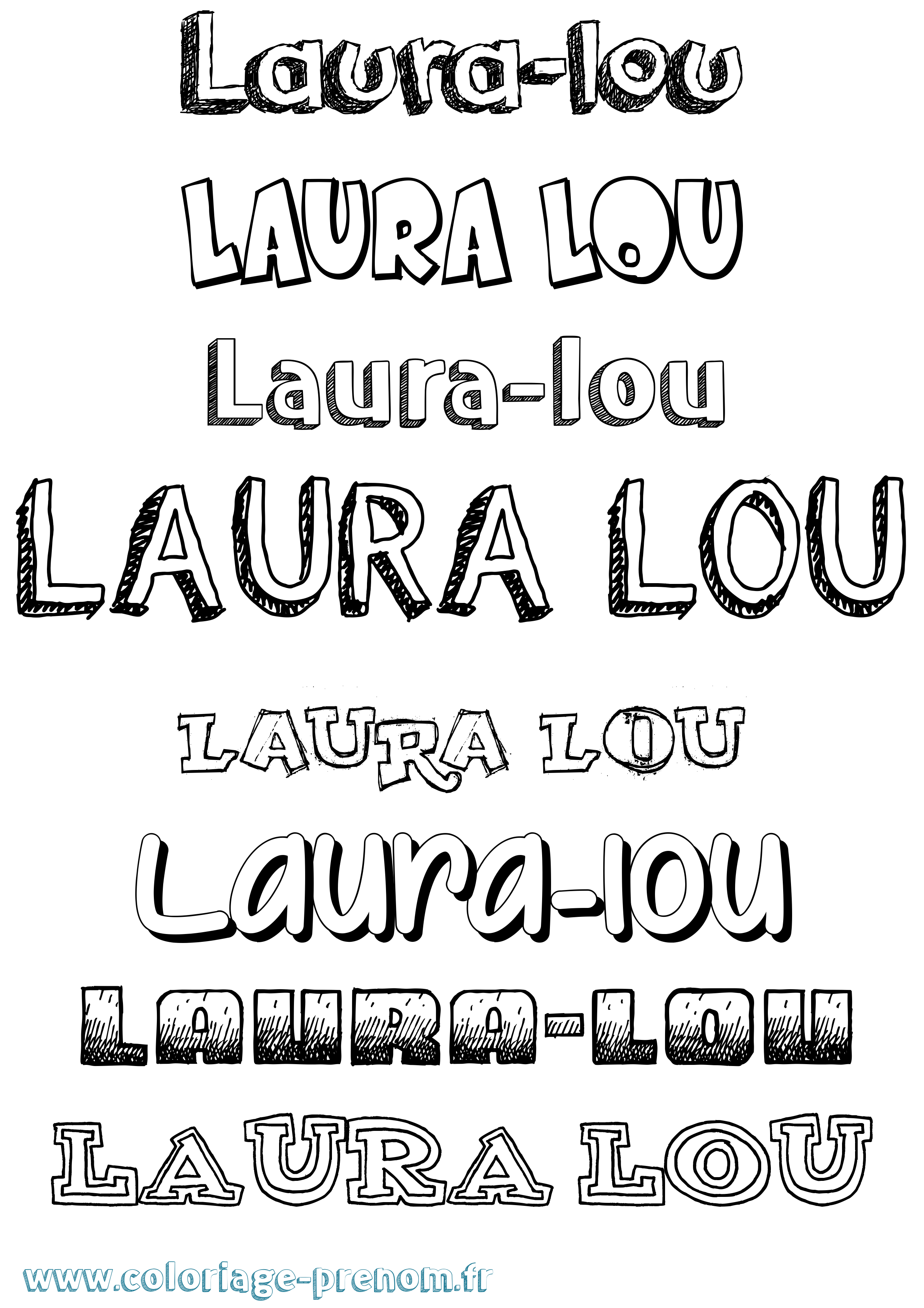 Coloriage Laura-Lou Dessiné Coloriage prénom Laura-Lou Dessiné