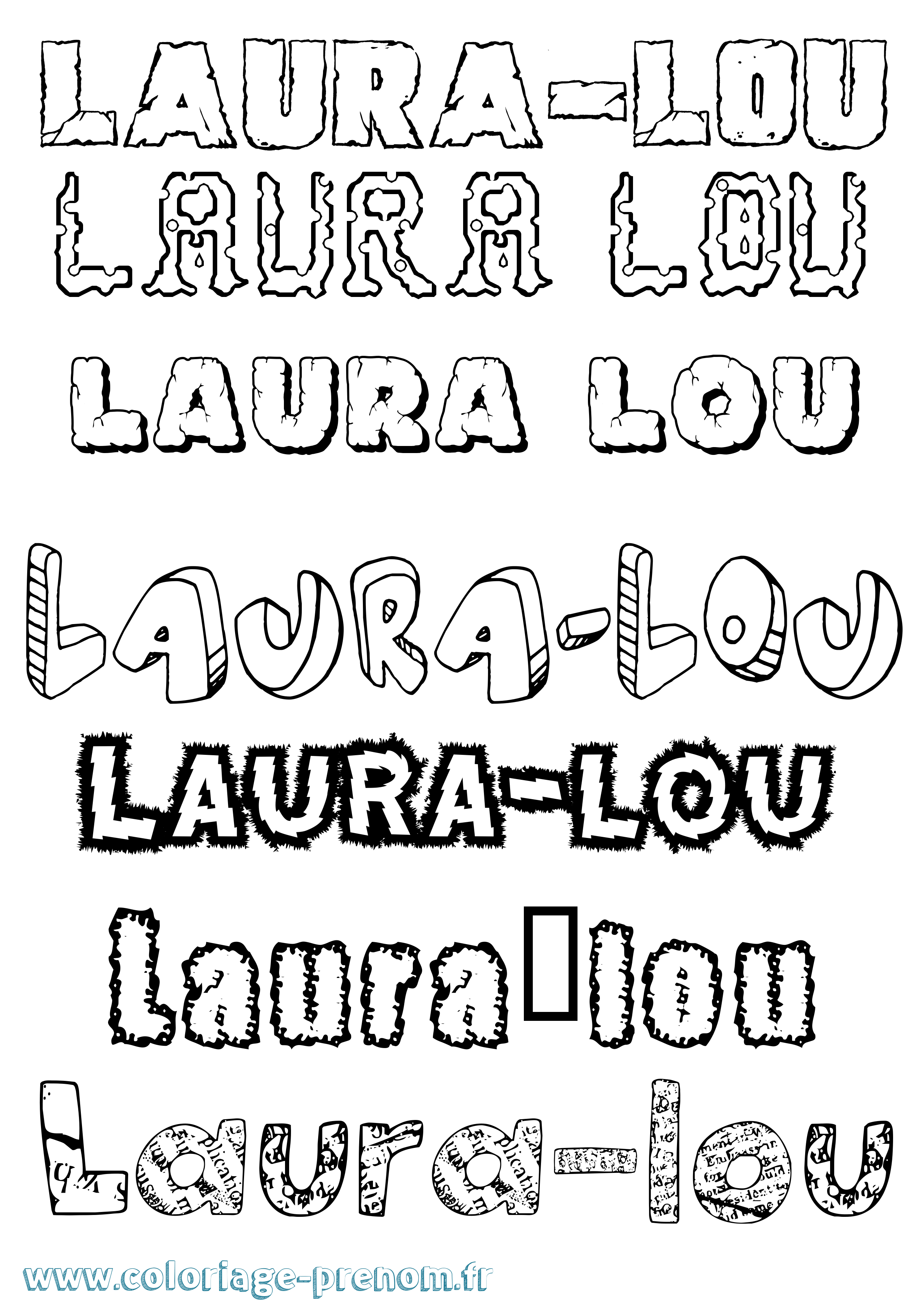 Coloriage Laura-Lou Destructuré Coloriage prénom Laura-Lou Destructuré