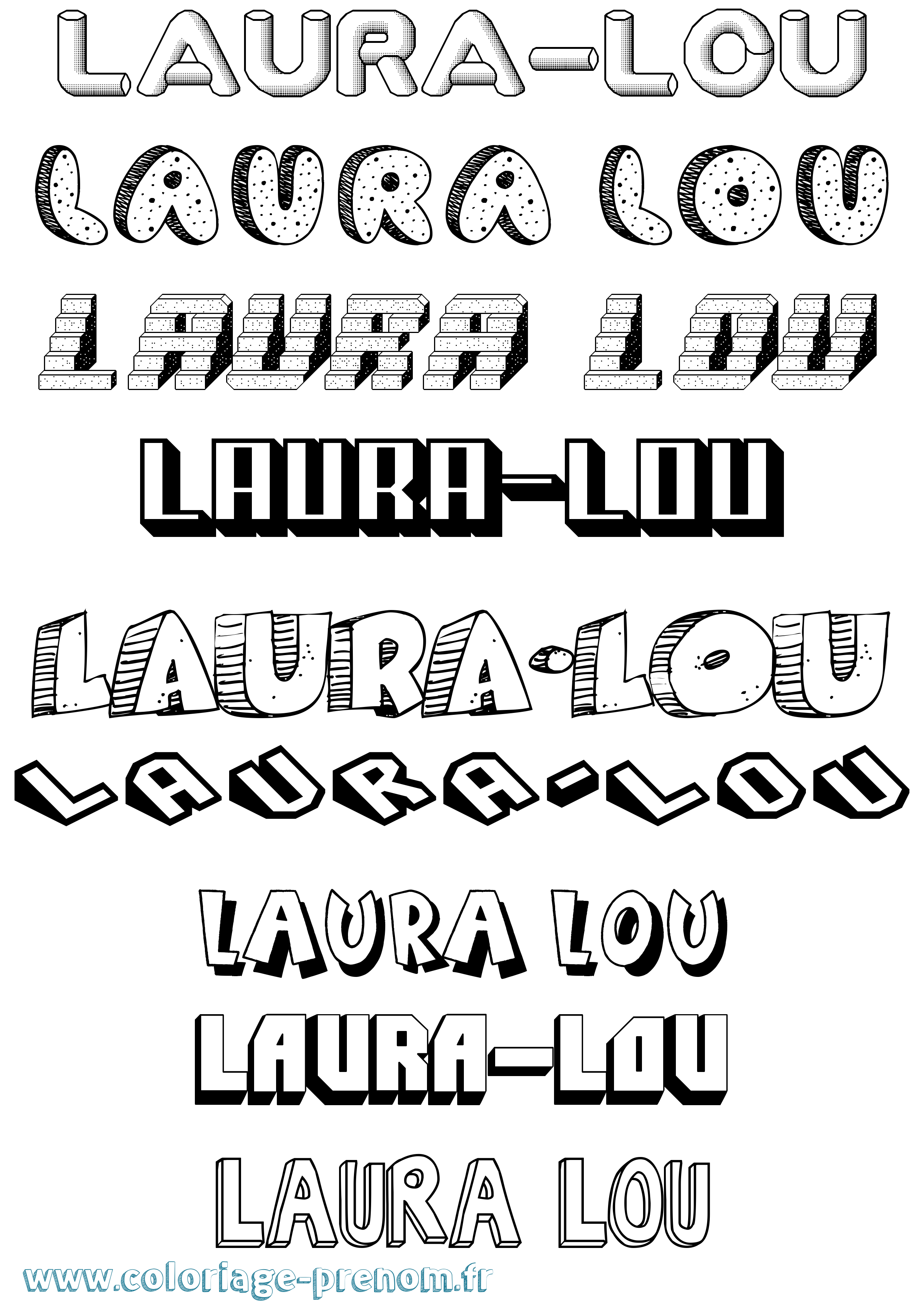 Coloriage Laura-Lou Effet 3D Coloriage prénom Laura-Lou Effet 3D
