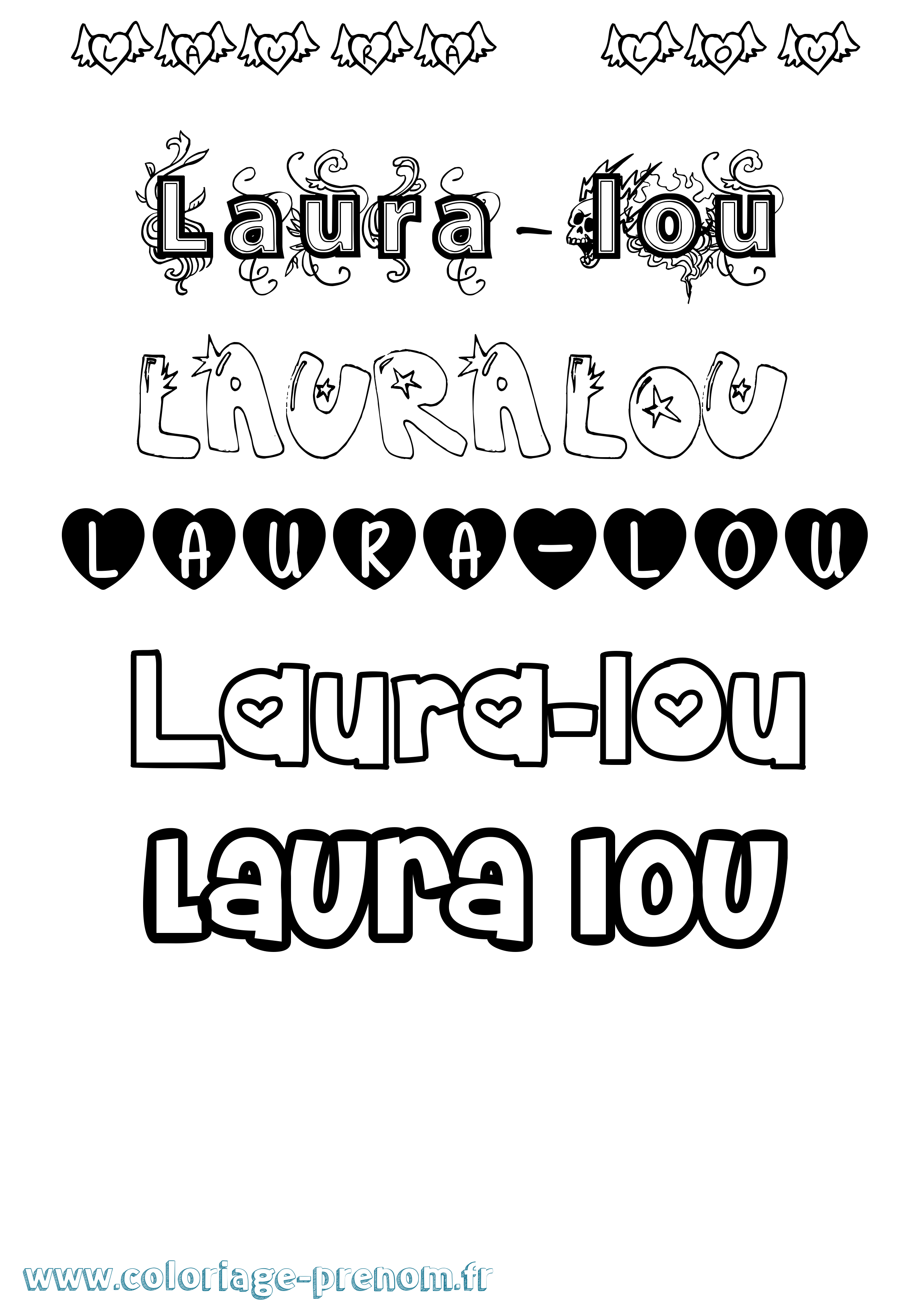 Coloriage Laura-Lou Girly Coloriage prénom Laura-Lou Girly