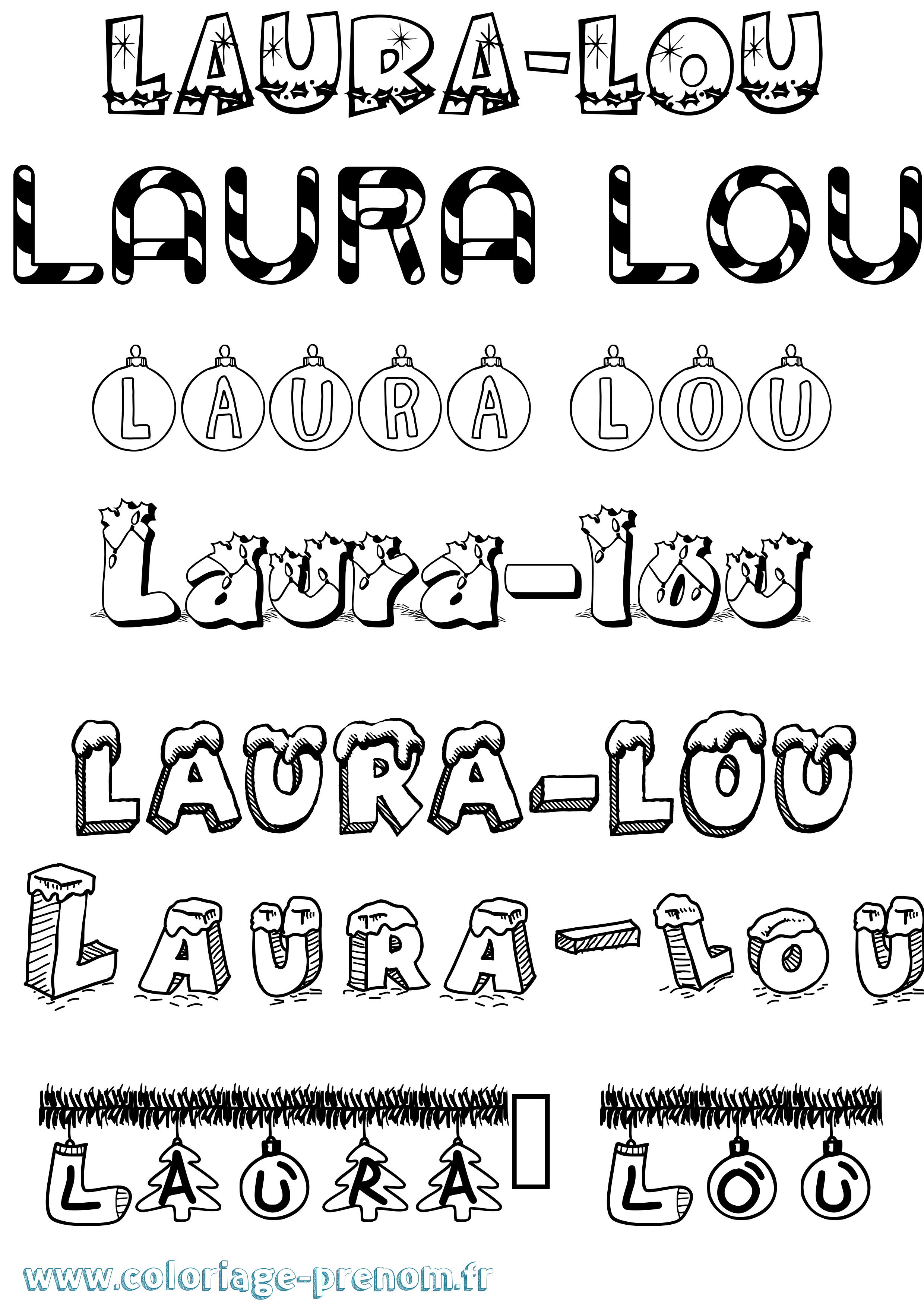 Coloriage Laura-Lou Noël Coloriage prénom Laura-Lou Noël