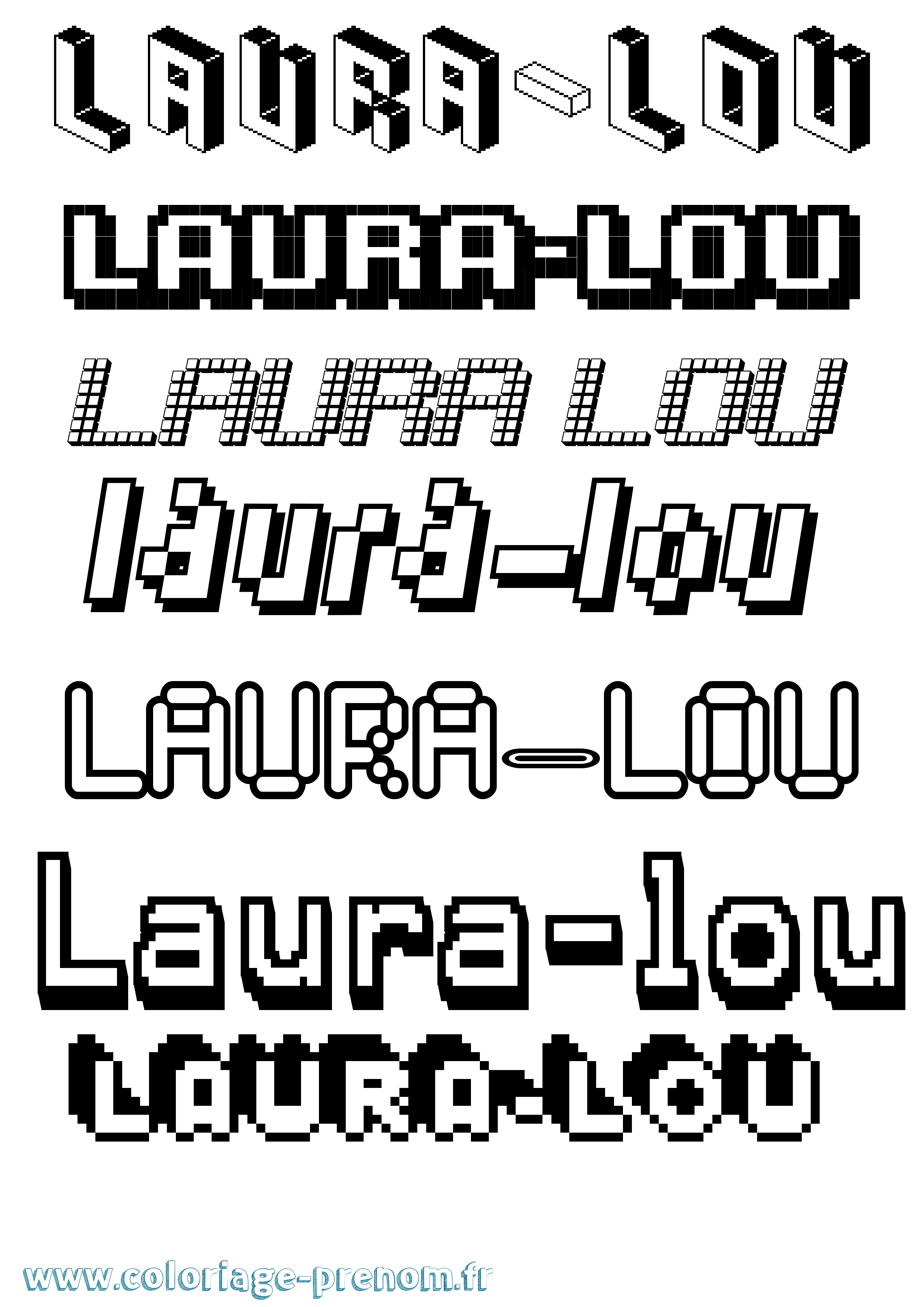 Coloriage Laura-Lou Pixel Coloriage prénom Laura-Lou Pixel