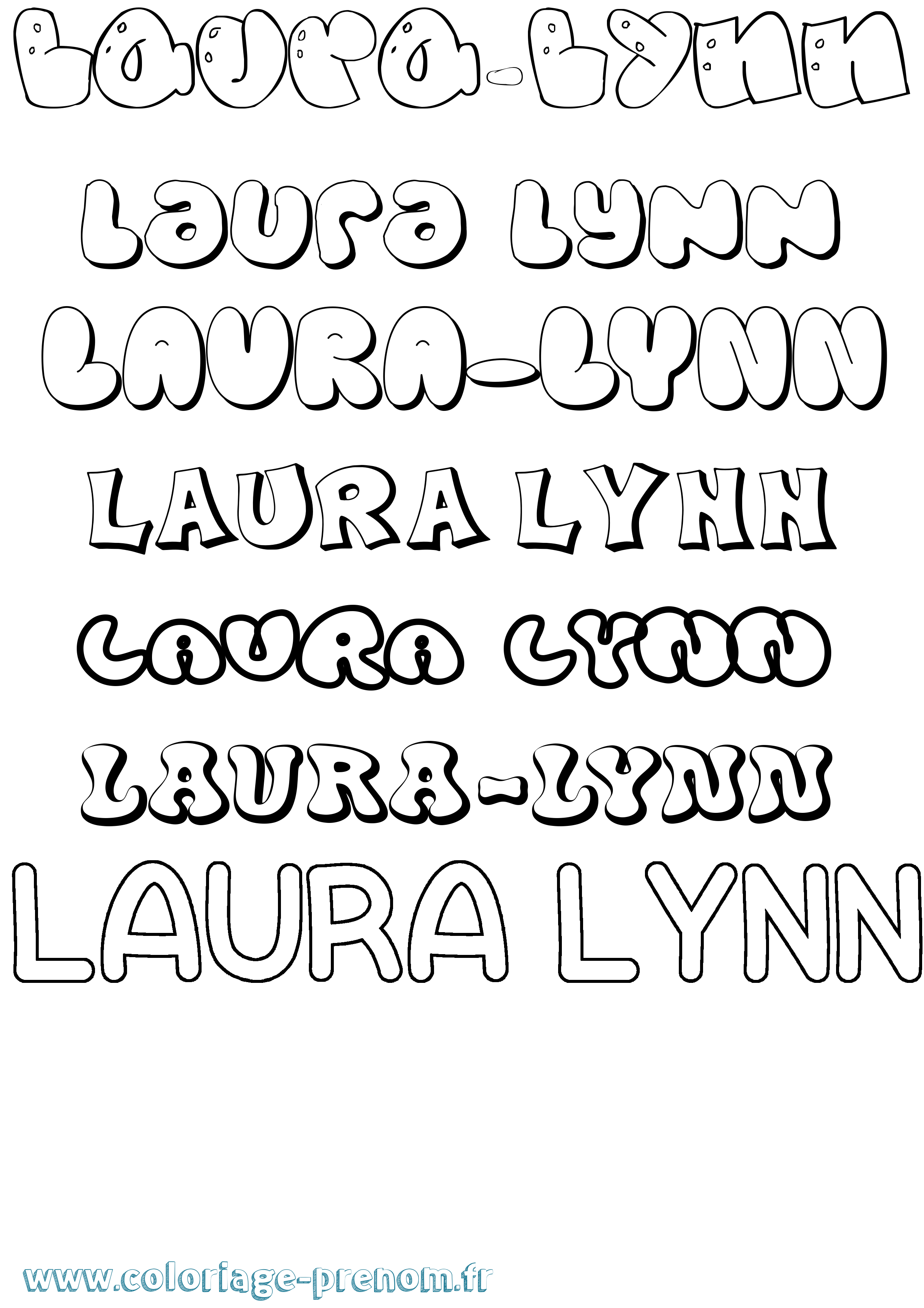 Coloriage Laura-Lynn Bubble Coloriage prénom Laura-Lynn Bubble