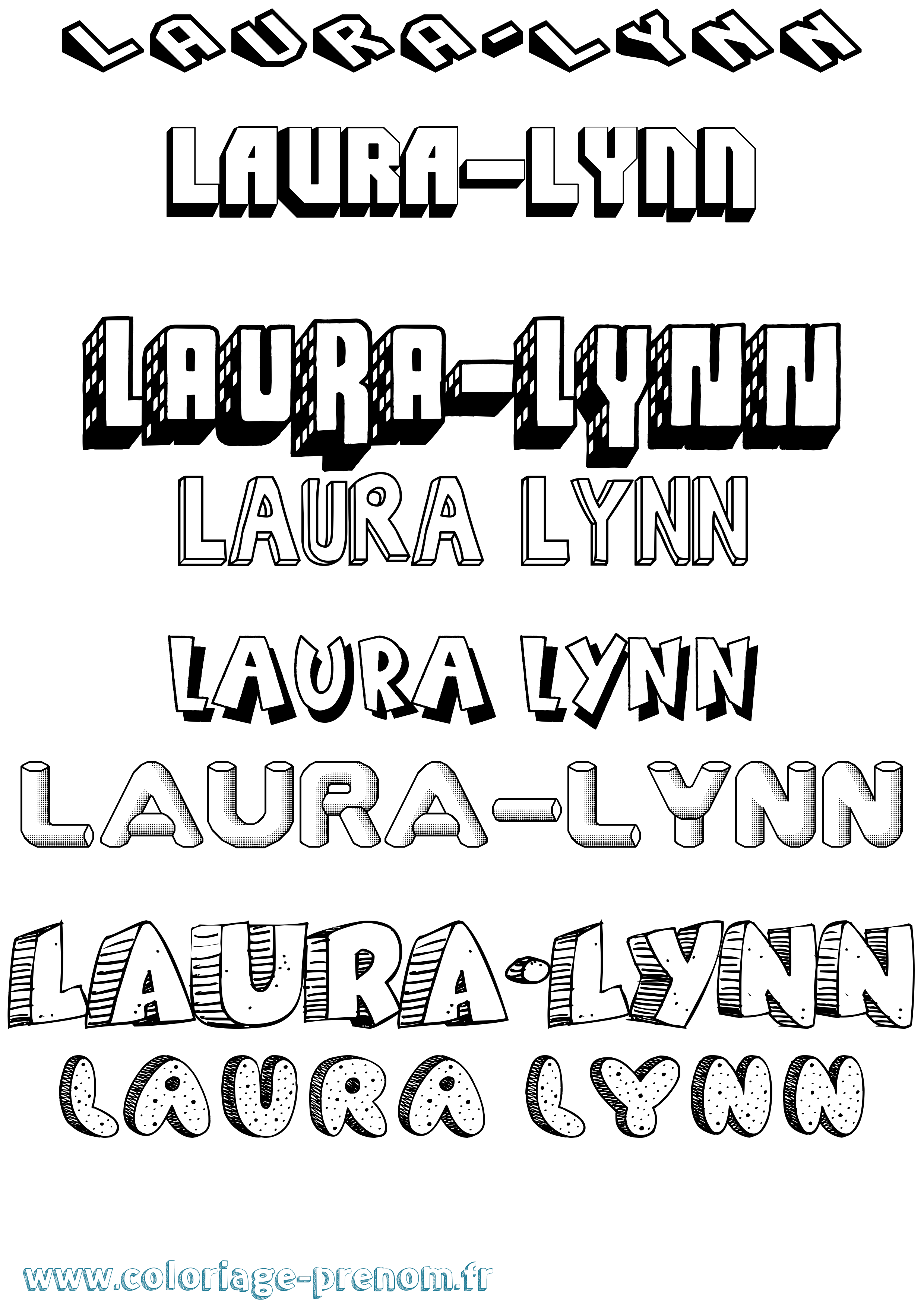 Coloriage Laura-Lynn Effet 3D Coloriage prénom Laura-Lynn Effet 3D