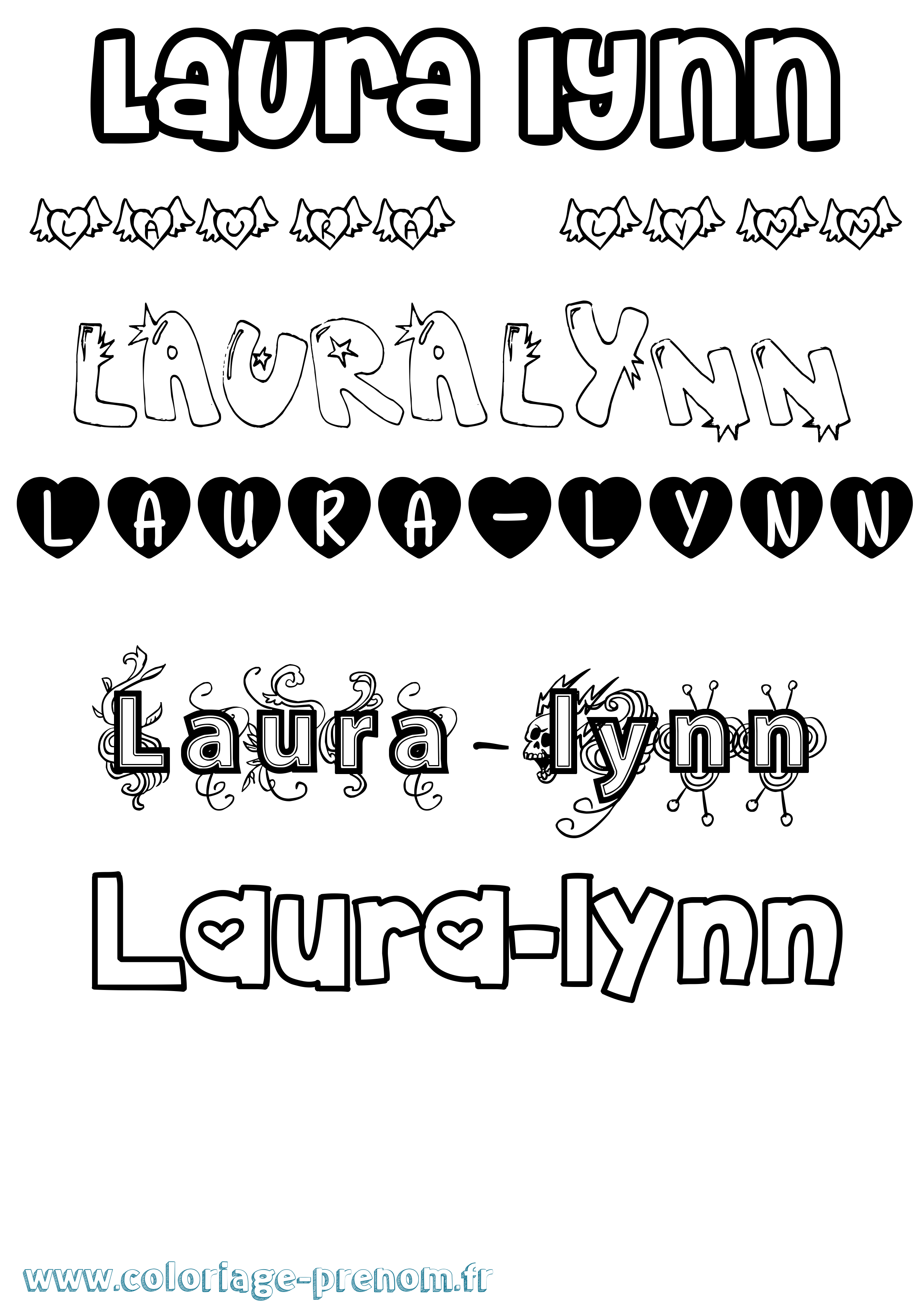Coloriage Laura-Lynn Girly Coloriage prénom Laura-Lynn Girly