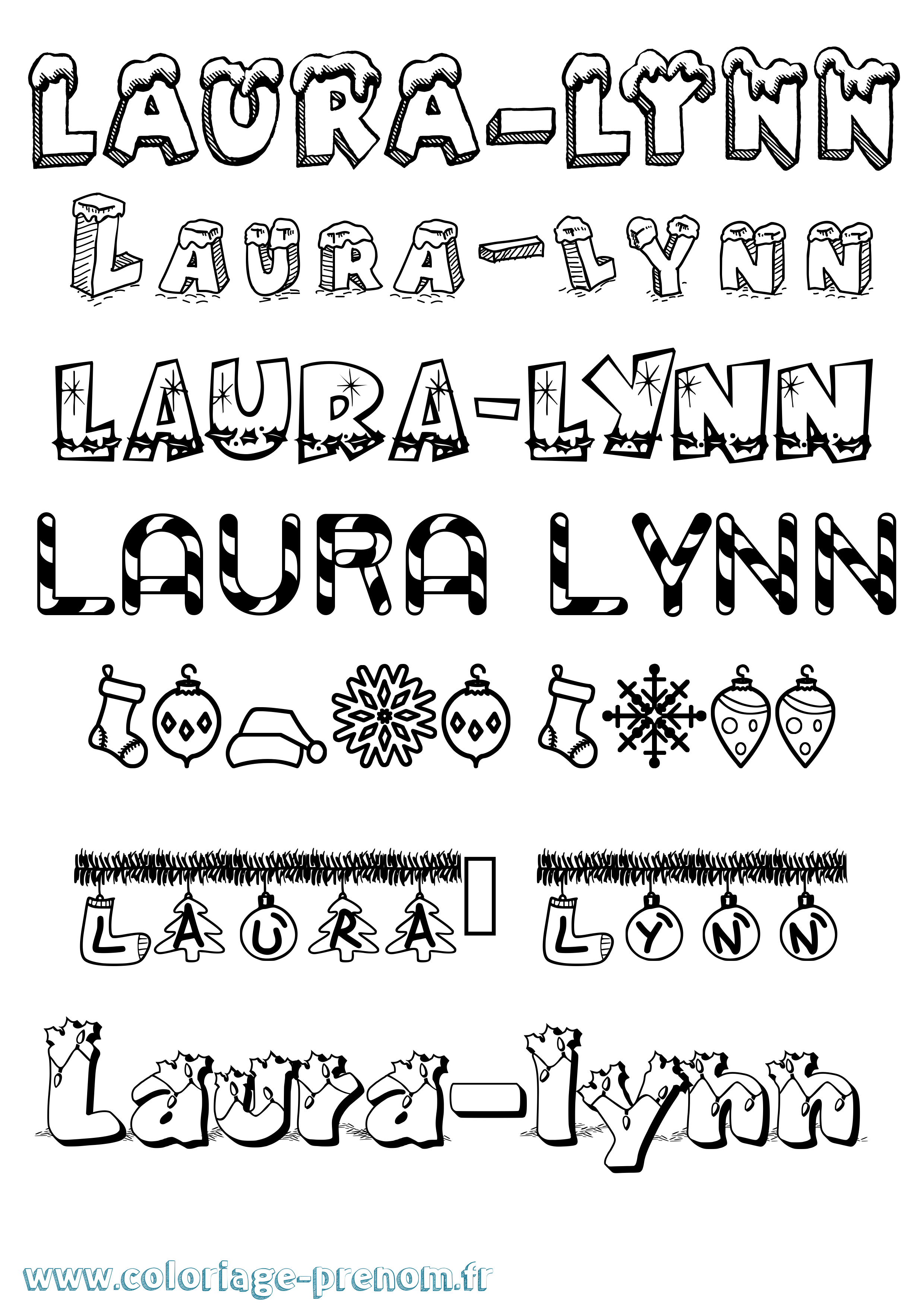 Coloriage Laura-Lynn Noël Coloriage prénom Laura-Lynn Noël