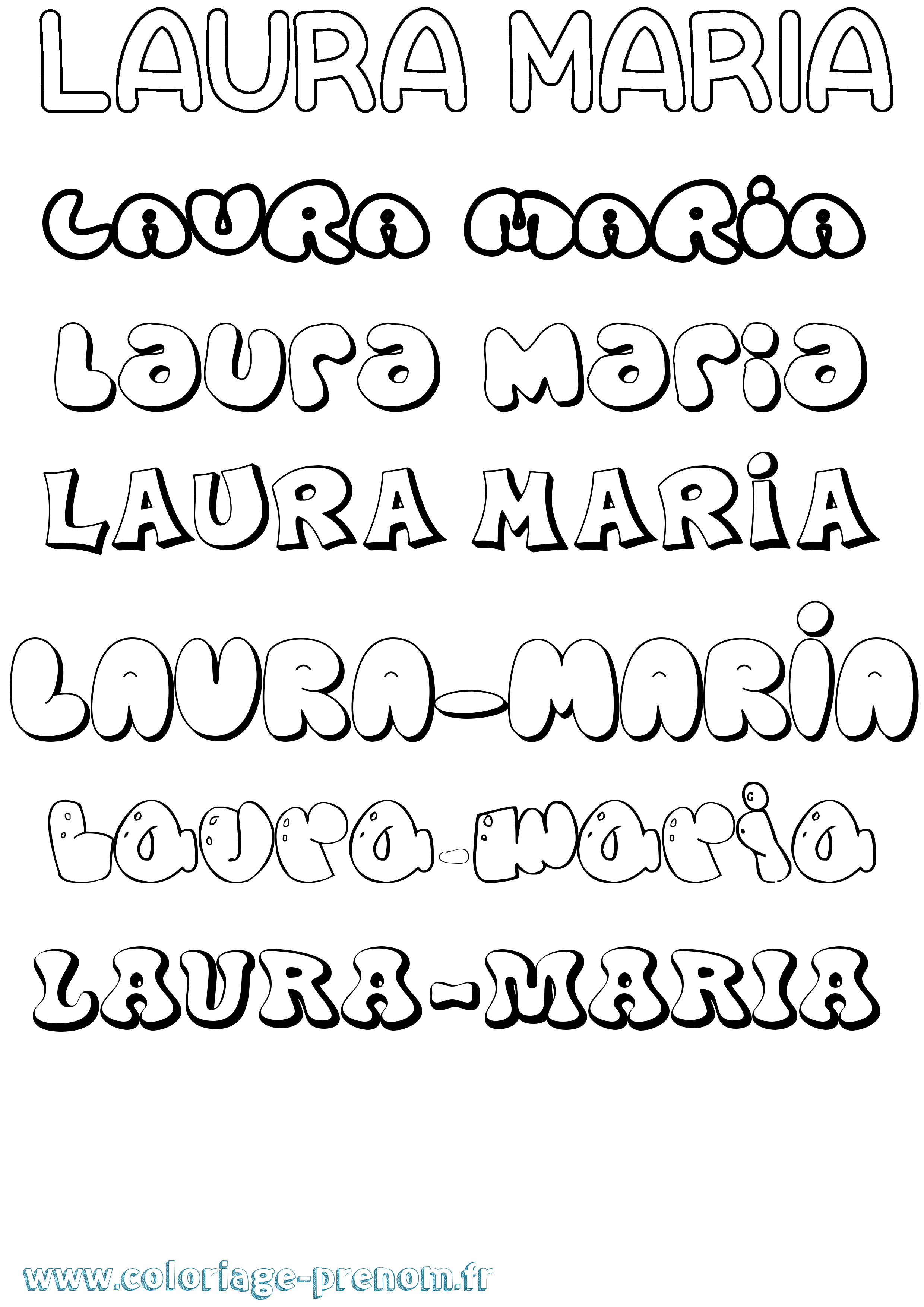 Coloriage Laura-Maria Bubble Coloriage prénom Laura-Maria Bubble