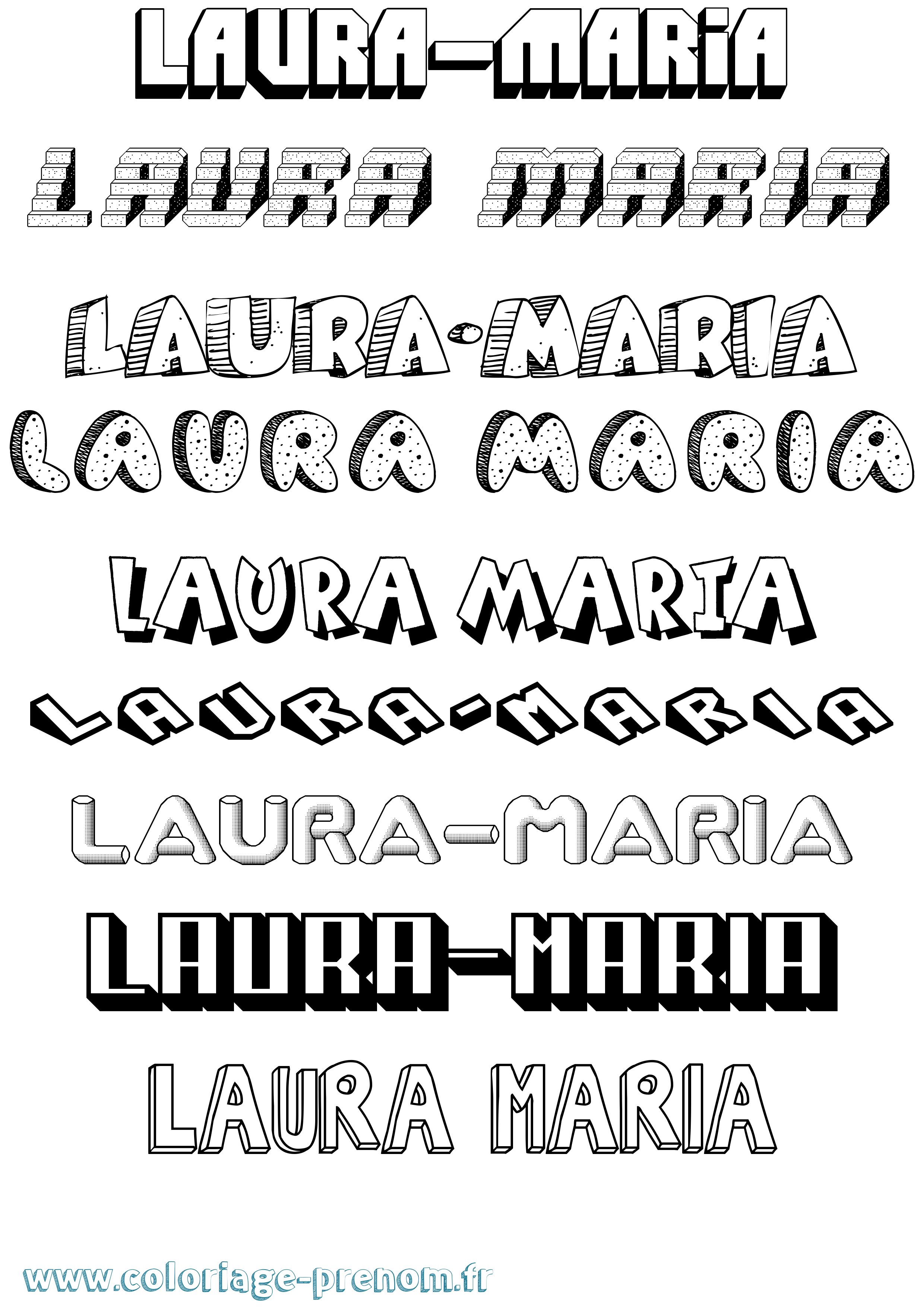 Coloriage Laura-Maria Effet 3D Coloriage prénom Laura-Maria Effet 3D