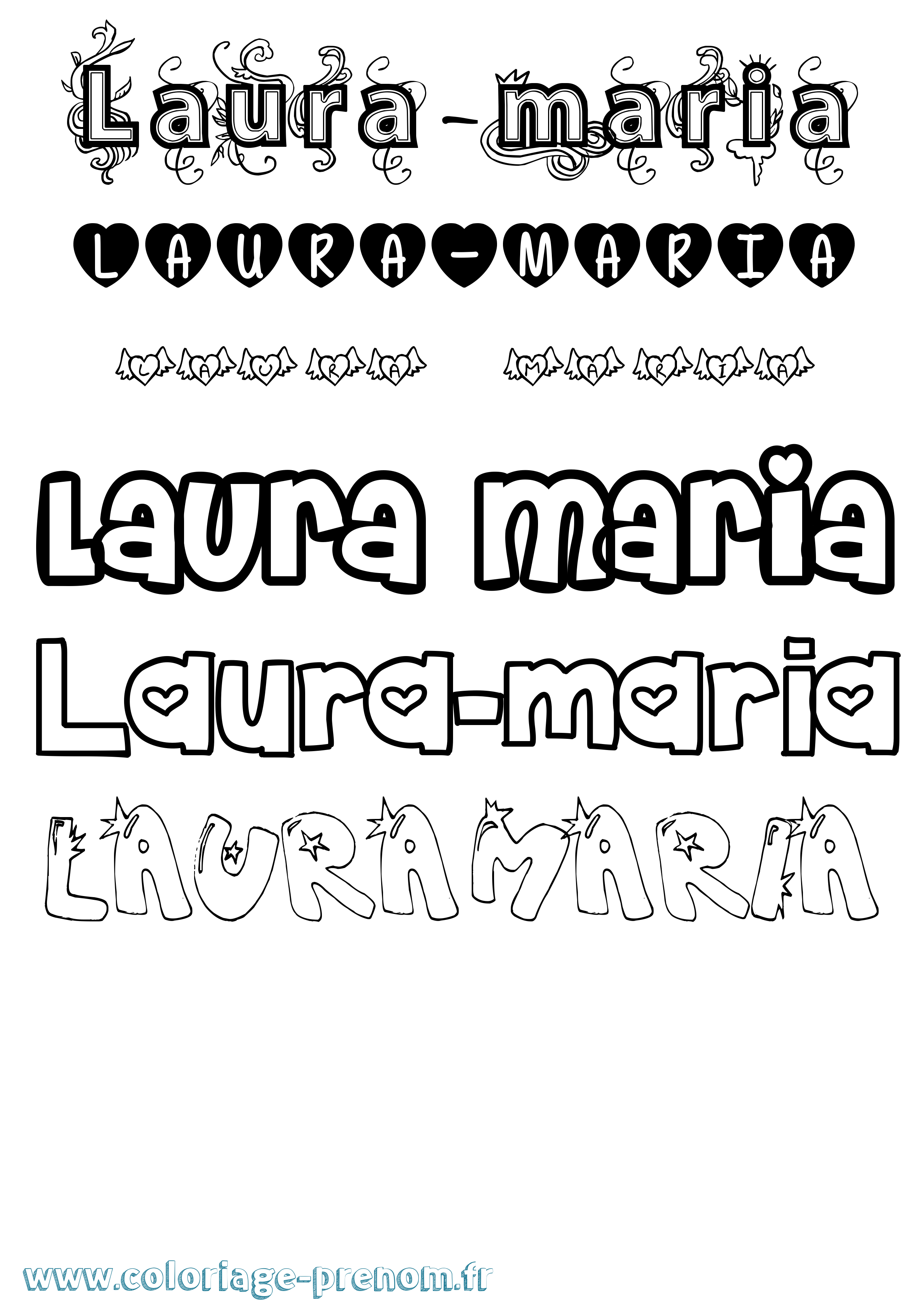 Coloriage Laura-Maria Girly Coloriage prénom Laura-Maria Girly