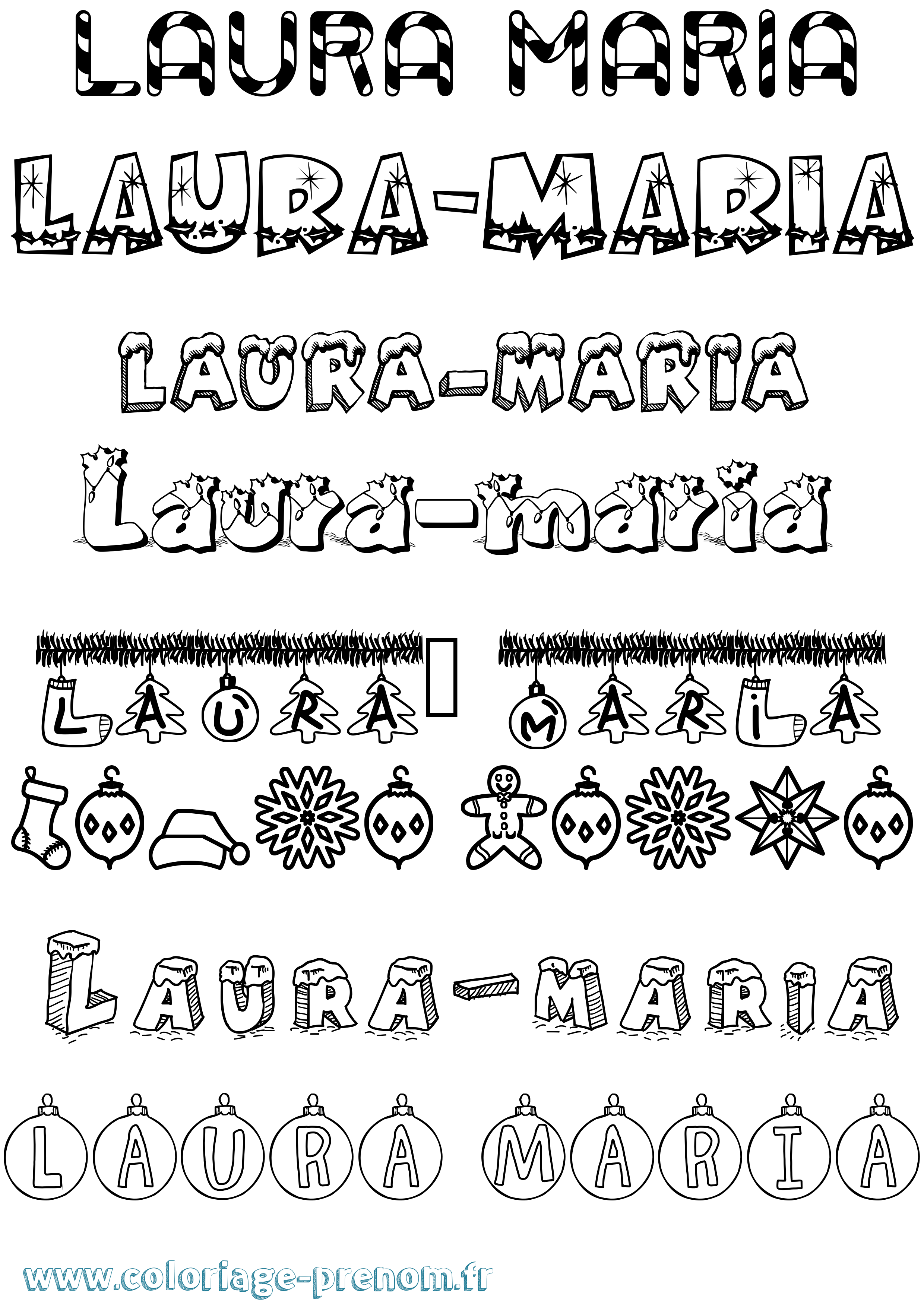 Coloriage Laura-Maria Noël Coloriage prénom Laura-Maria Noël