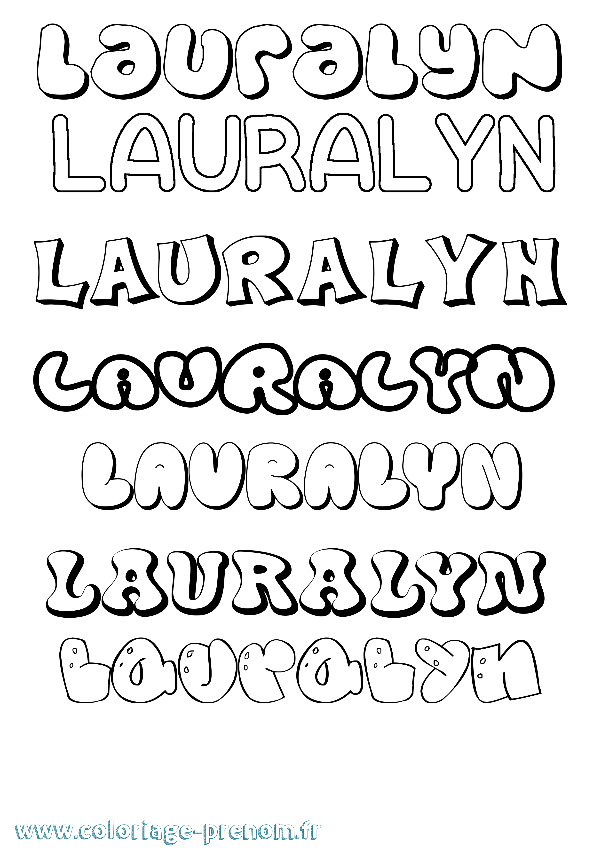 Coloriage Lauralyn Bubble Coloriage prénom Lauralyn Bubble