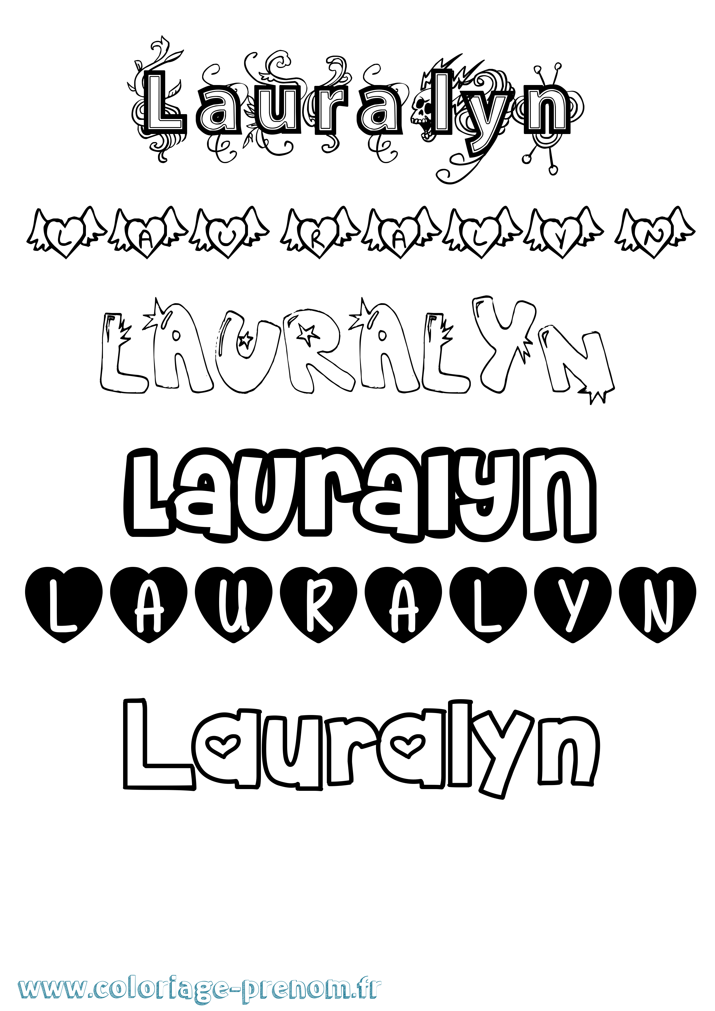 Coloriage Lauralyn Girly Coloriage prénom Lauralyn Girly