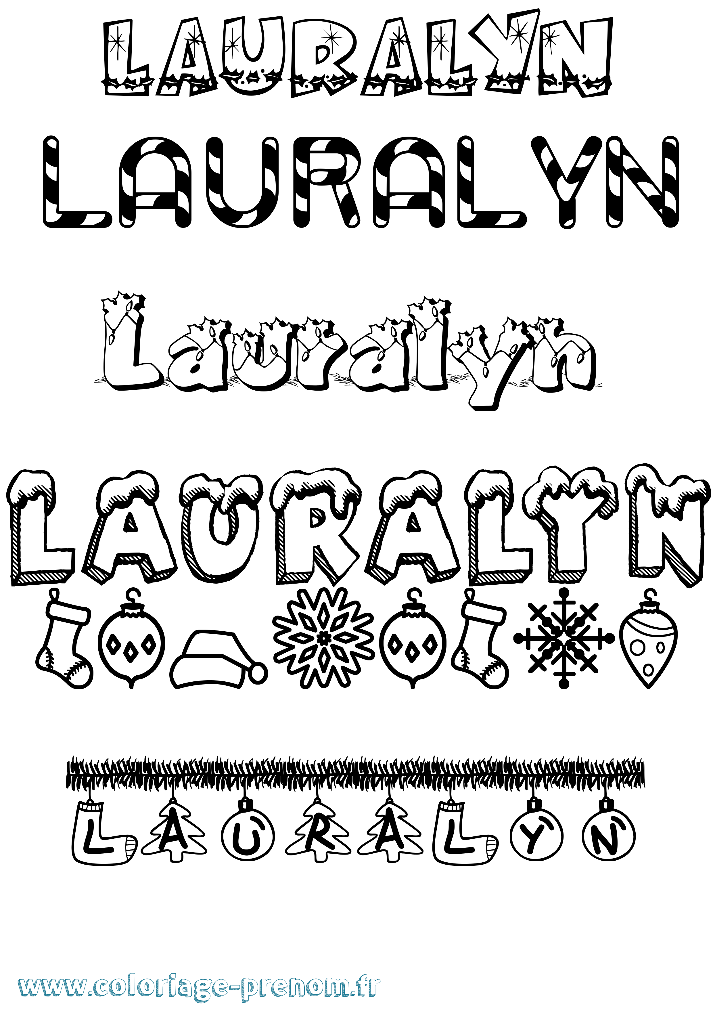 Coloriage Lauralyn Noël Coloriage prénom Lauralyn Noël