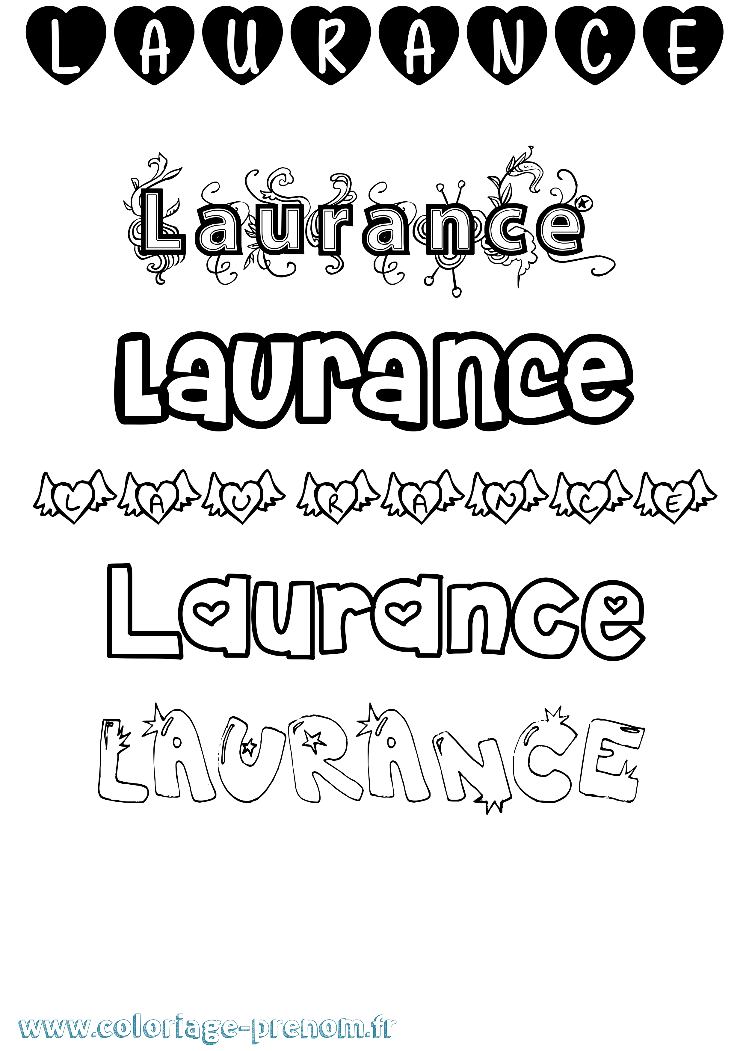 Coloriage Laurance Girly Coloriage prénom Laurance Girly