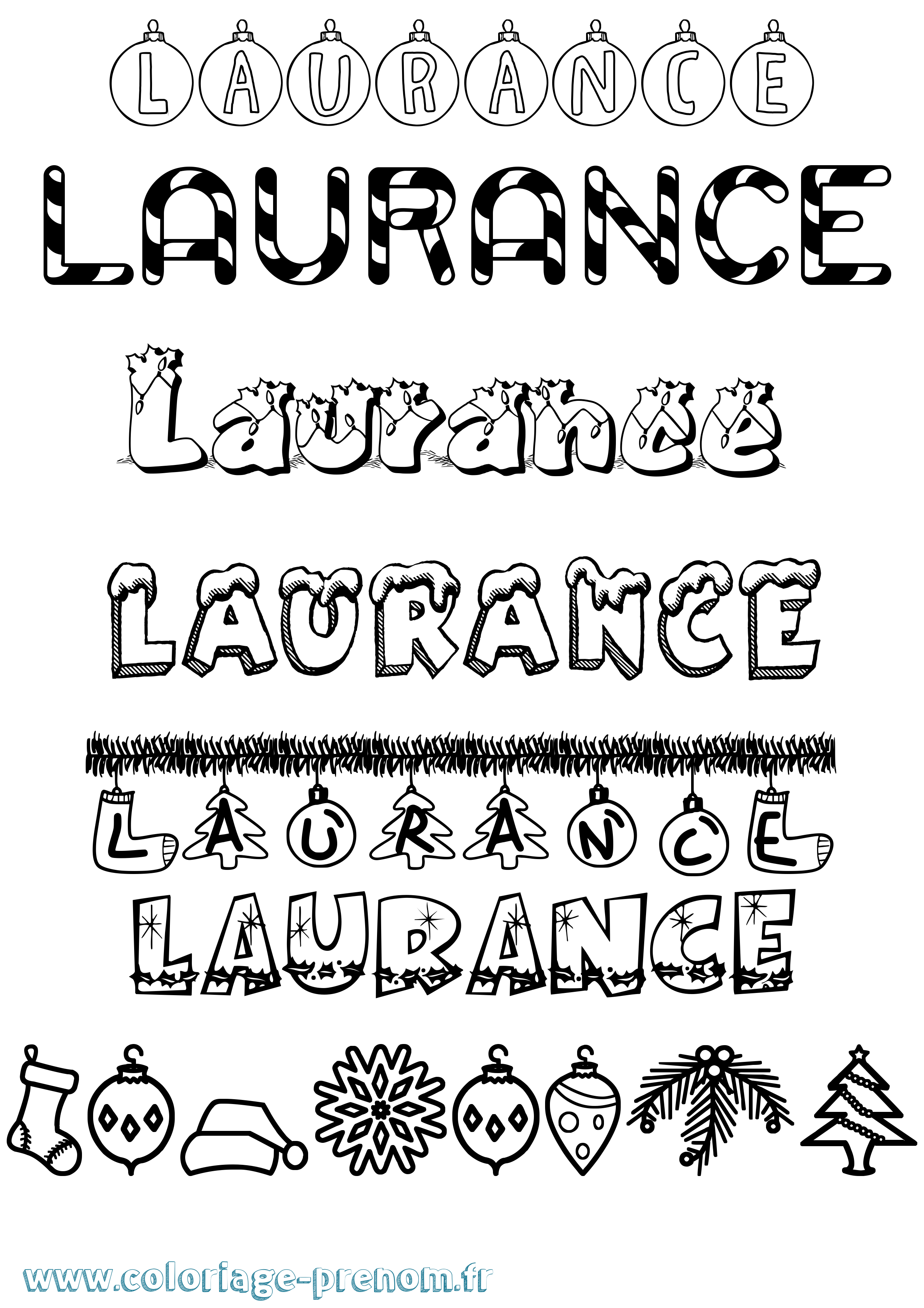 Coloriage Laurance Noël Coloriage prénom Laurance Noël