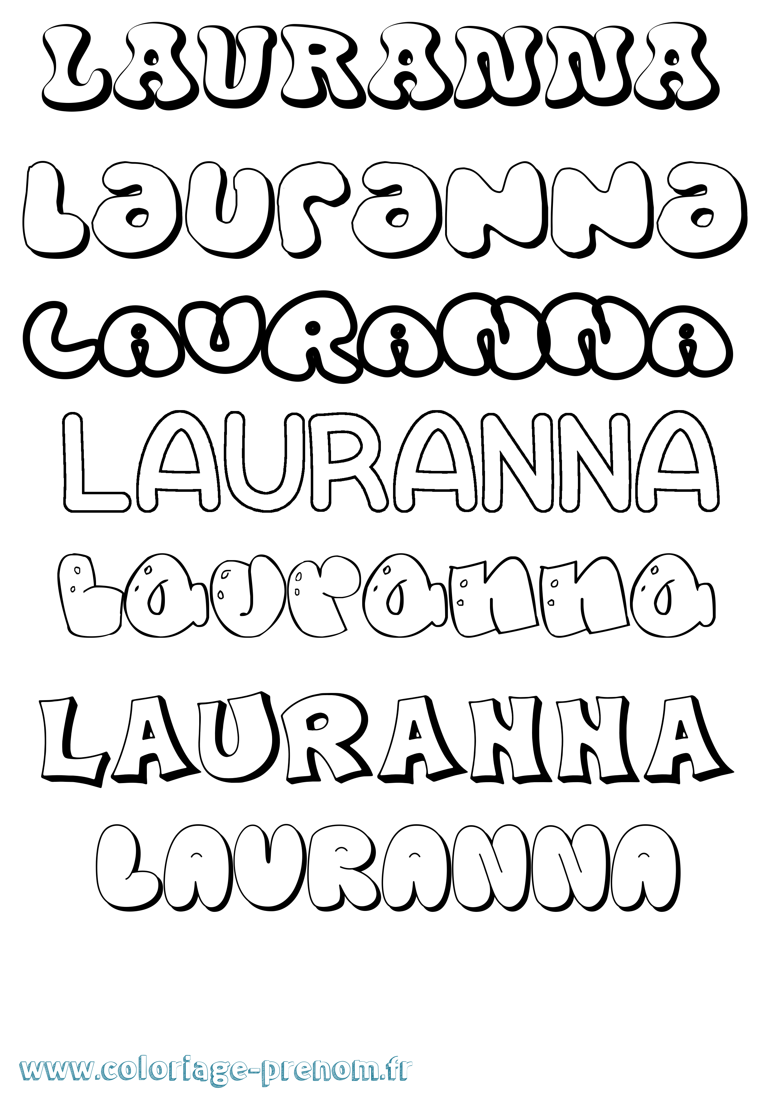 Coloriage Lauranna Bubble Coloriage prénom Lauranna Bubble