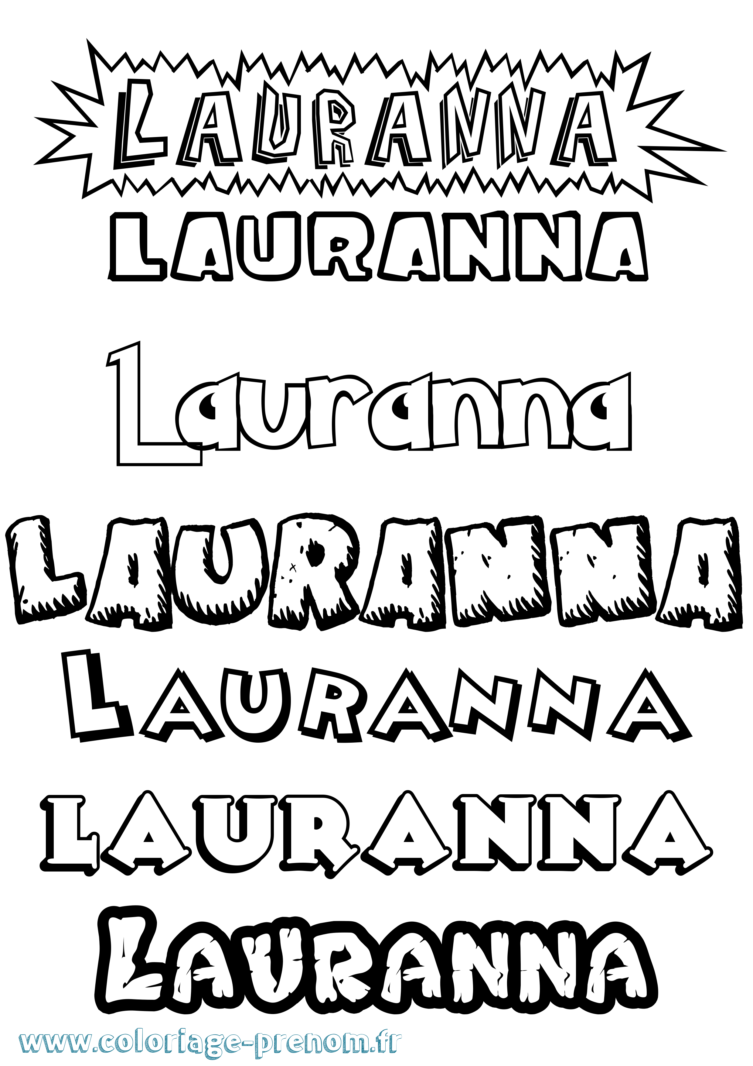 Coloriage Lauranna Dessin Animé Coloriage prénom Lauranna Dessin Animé