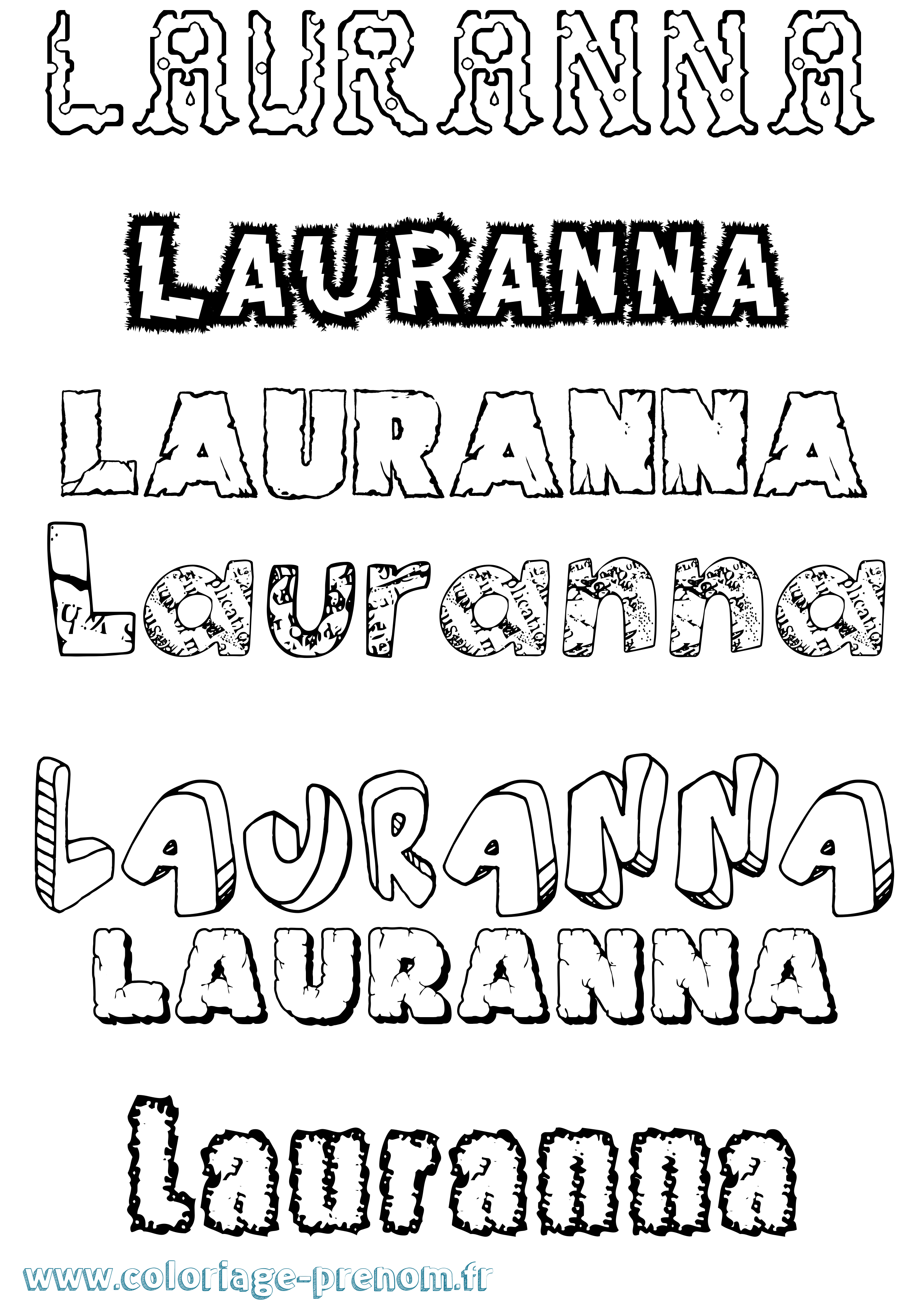 Coloriage Lauranna Destructuré Coloriage prénom Lauranna Destructuré