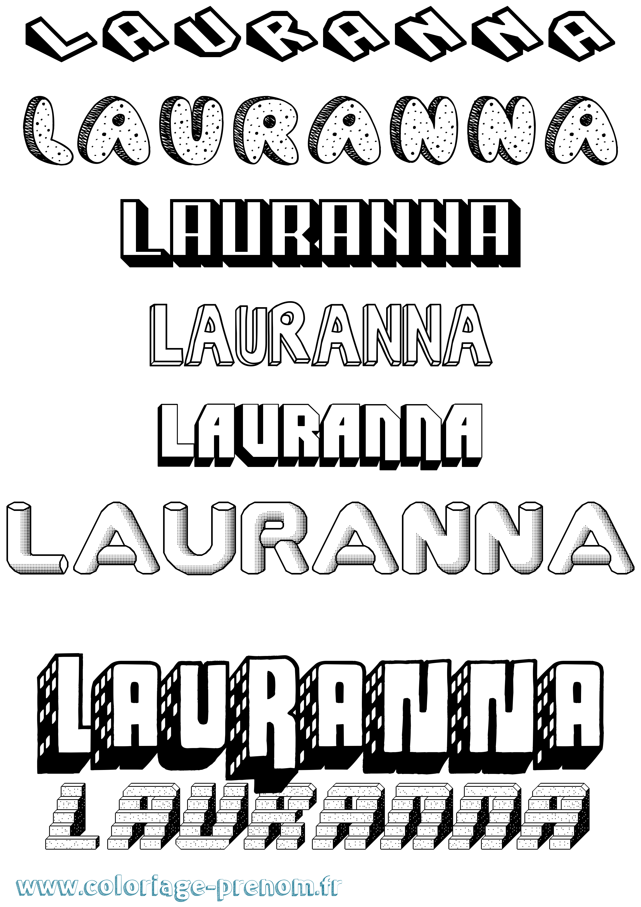 Coloriage Lauranna Effet 3D Coloriage prénom Lauranna Effet 3D