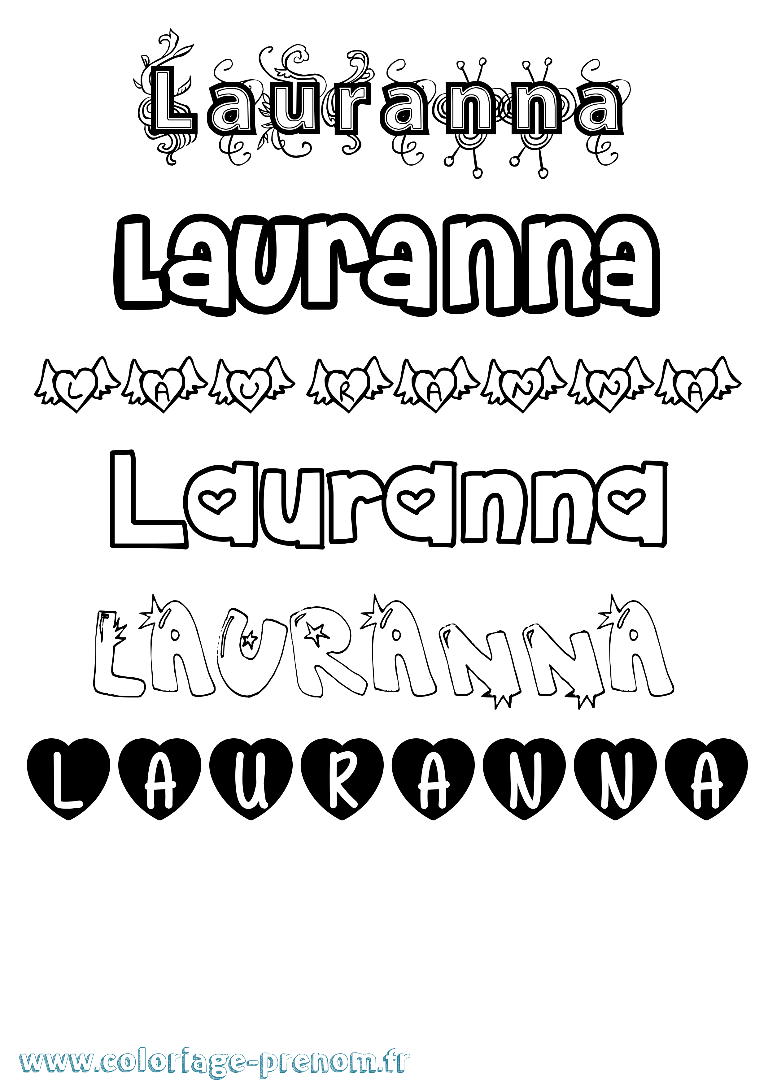 Coloriage Lauranna Girly Coloriage prénom Lauranna Girly