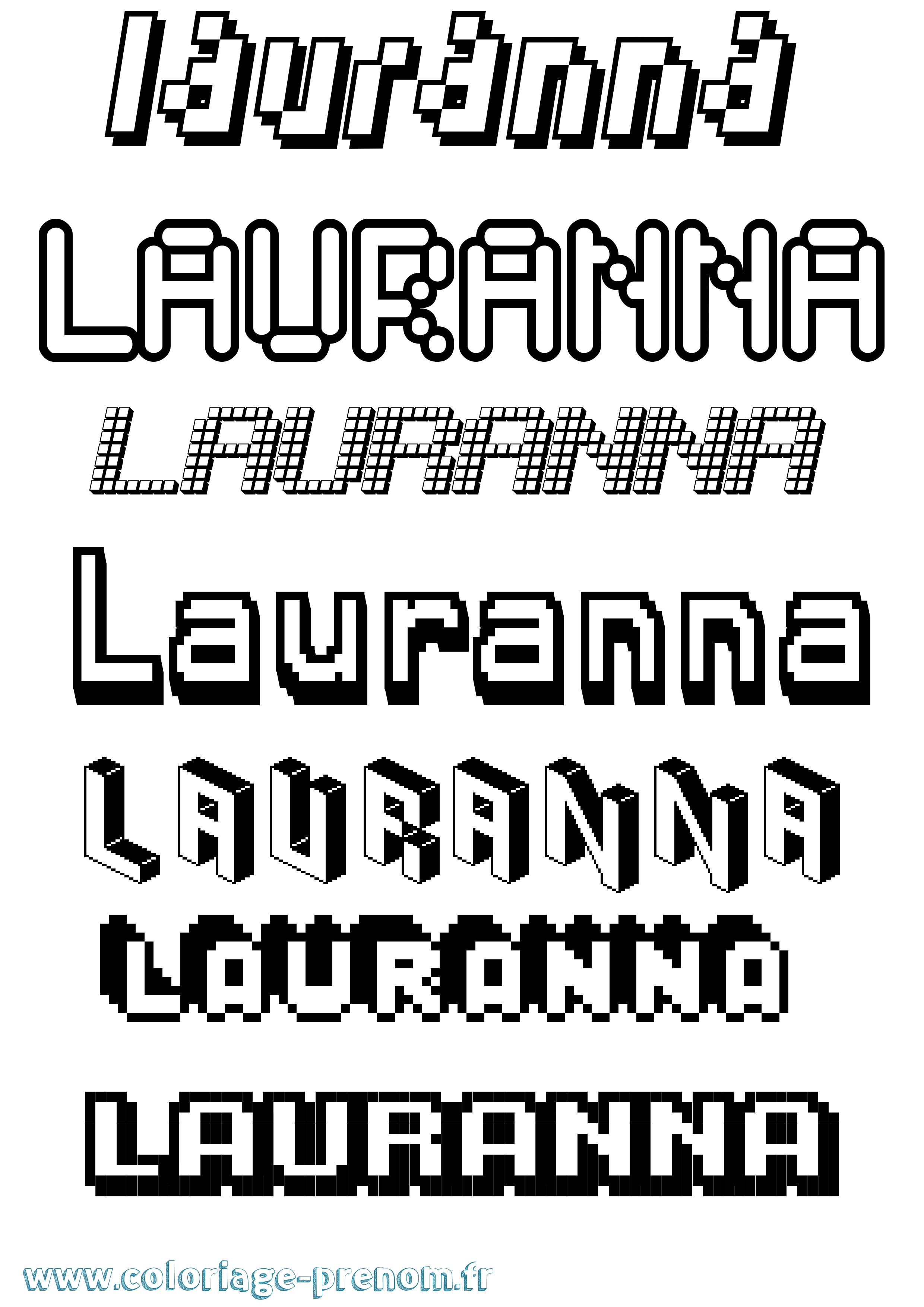 Coloriage Lauranna Pixel Coloriage prénom Lauranna Pixel