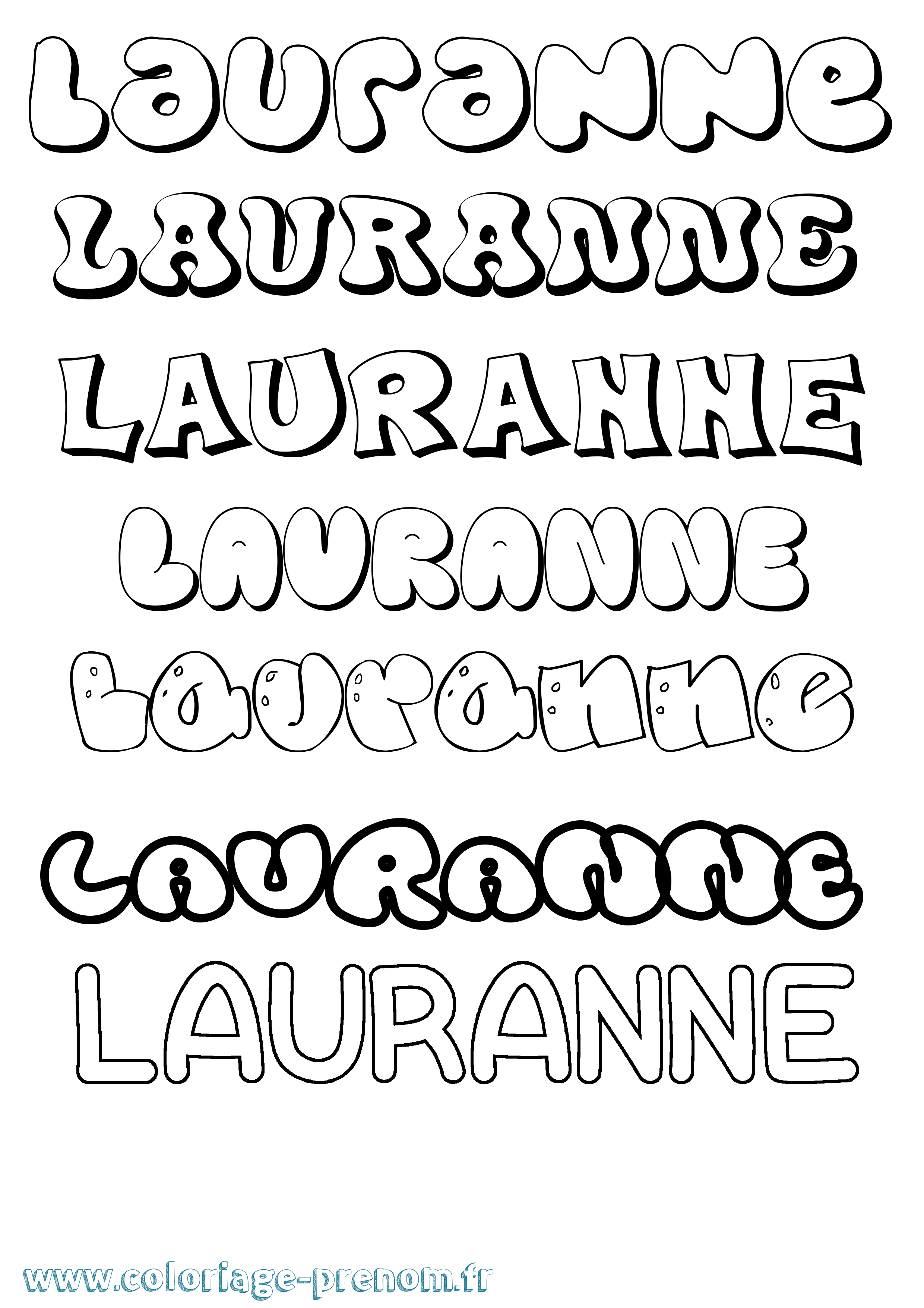 Coloriage Lauranne Bubble Coloriage prénom Lauranne Bubble
