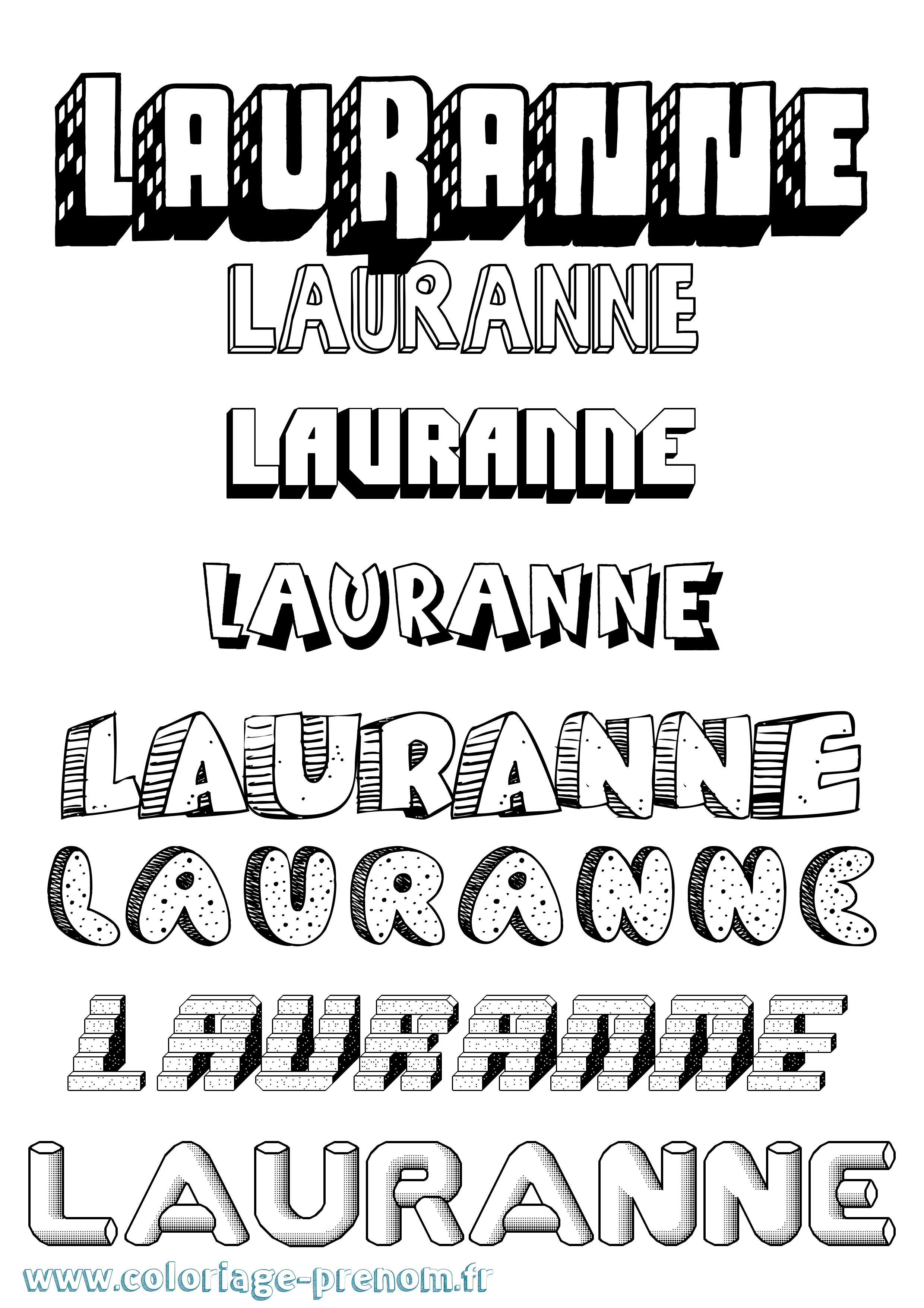 Coloriage Lauranne Effet 3D Coloriage prénom Lauranne Effet 3D