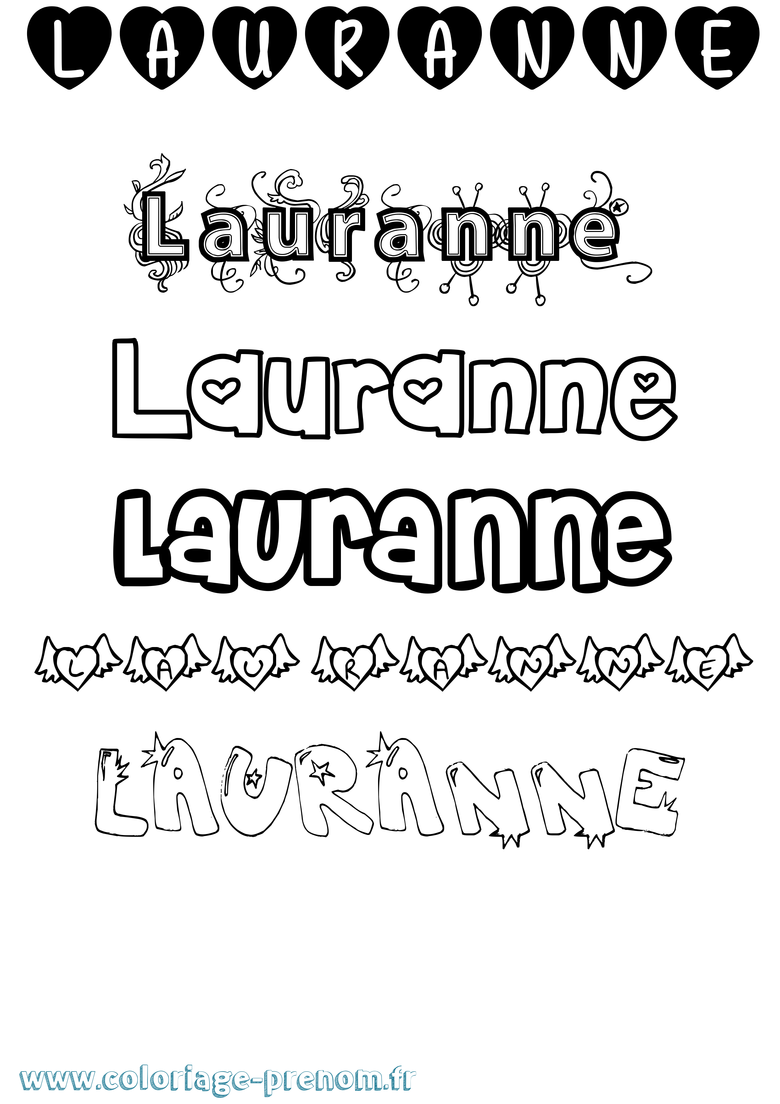 Coloriage Lauranne Girly Coloriage prénom Lauranne Girly