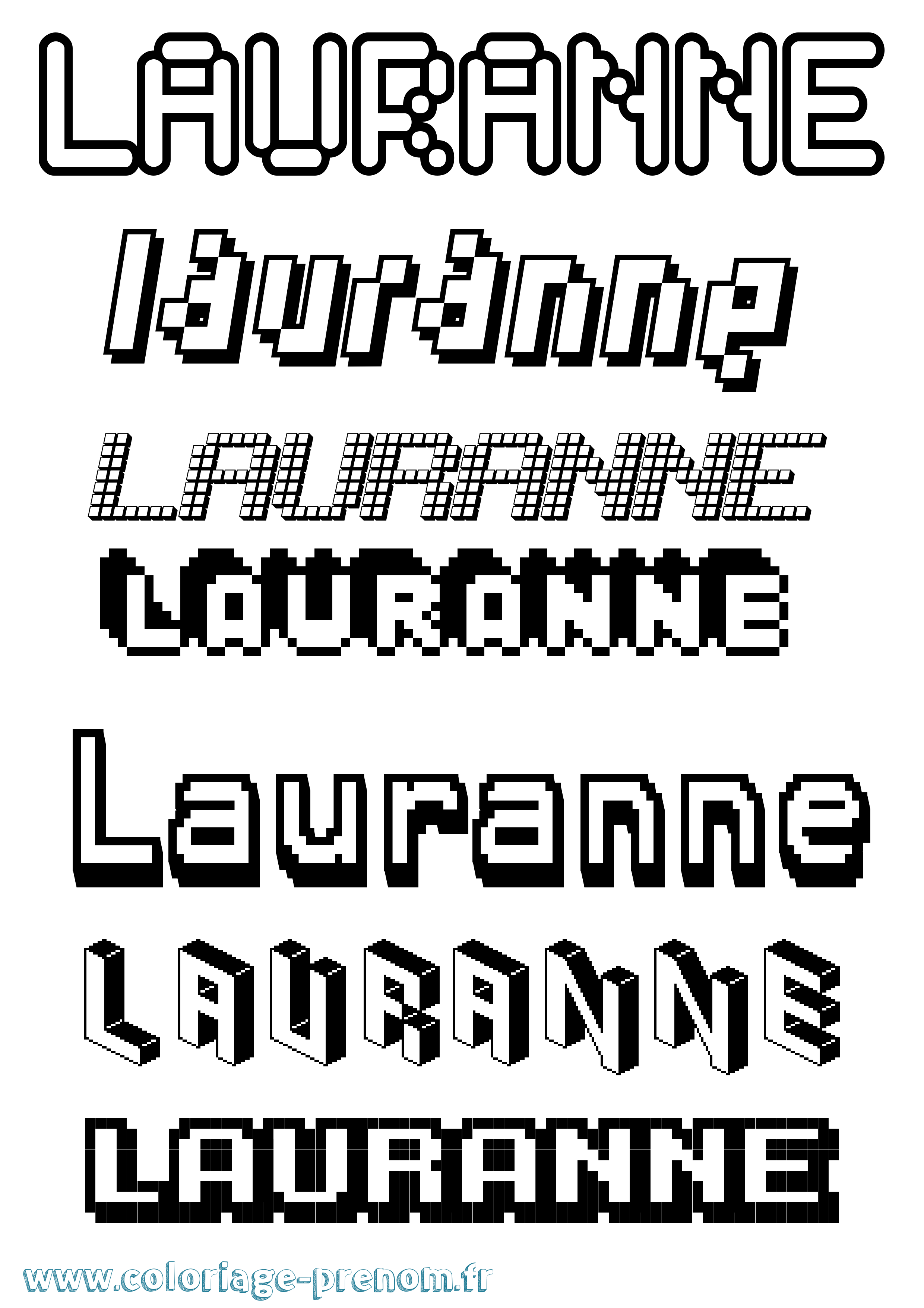 Coloriage Lauranne Pixel Coloriage prénom Lauranne Pixel