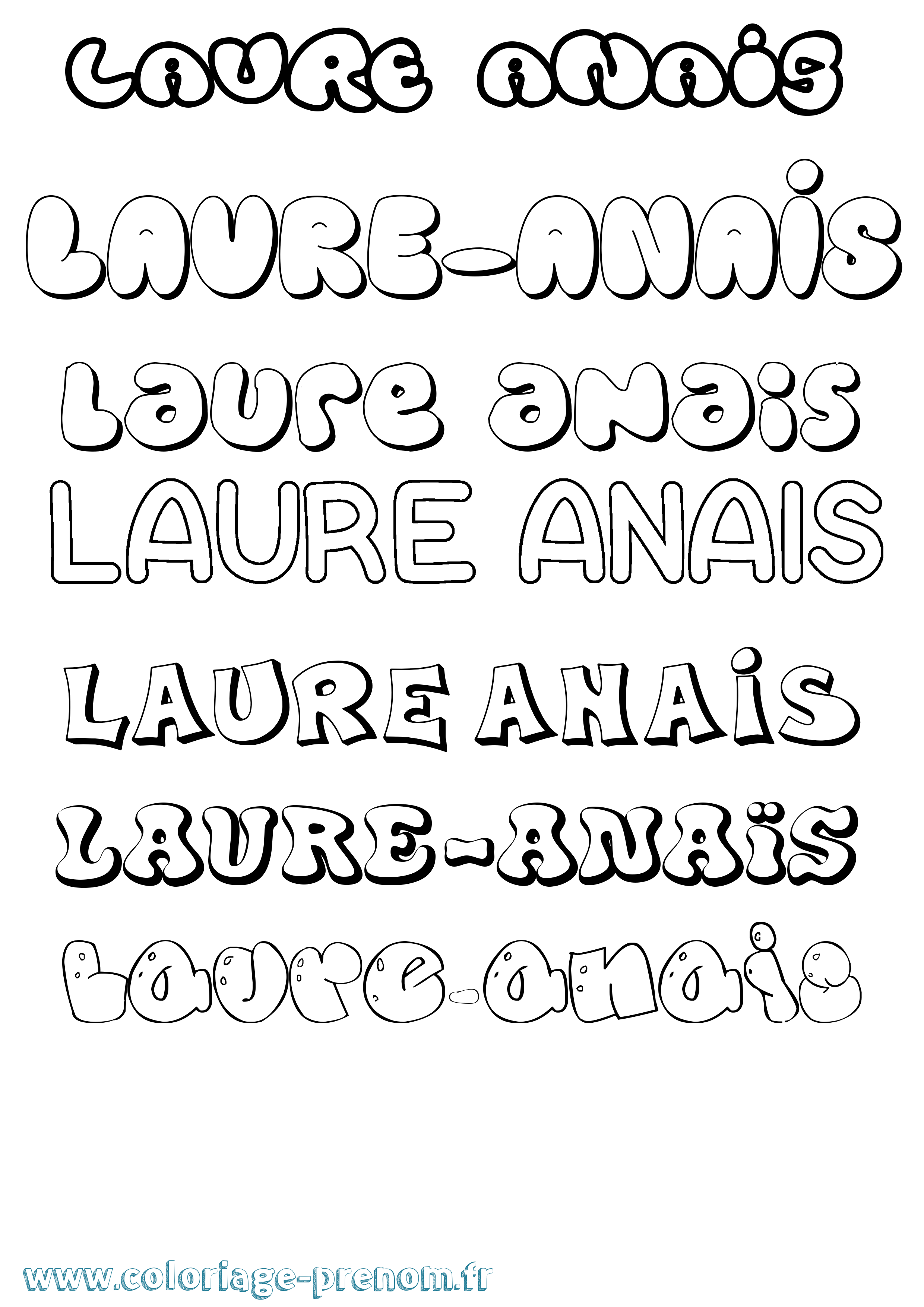 Coloriage Laure-Anaïs Bubble Coloriage prénom Laure-Anaïs Bubble