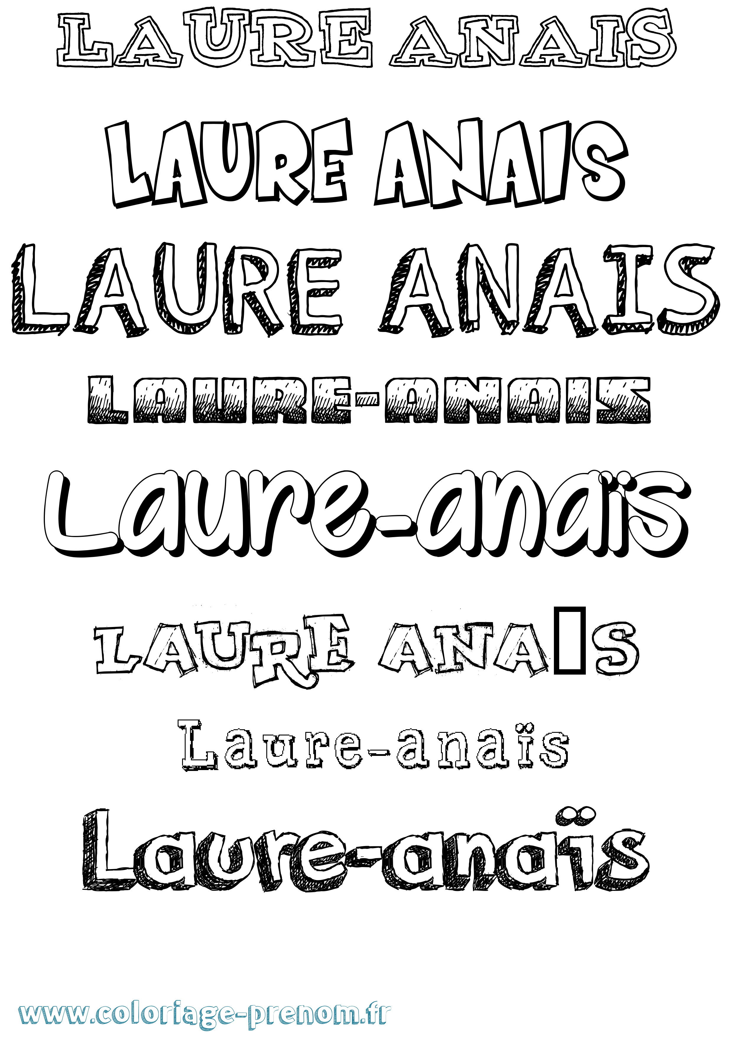 Coloriage Laure-Anaïs Dessiné Coloriage prénom Laure-Anaïs Dessiné