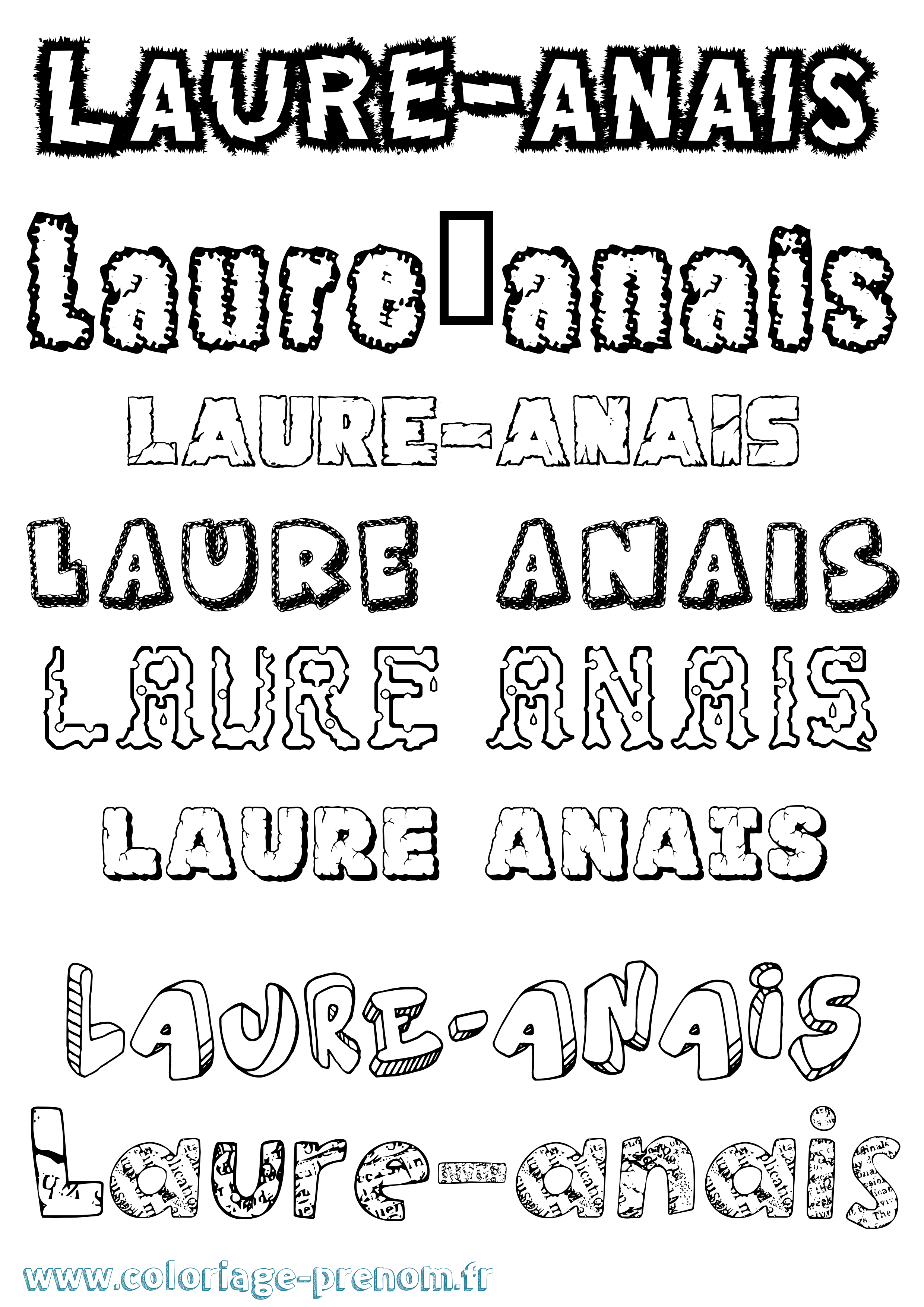 Coloriage Laure-Anaïs Destructuré Coloriage prénom Laure-Anaïs Destructuré