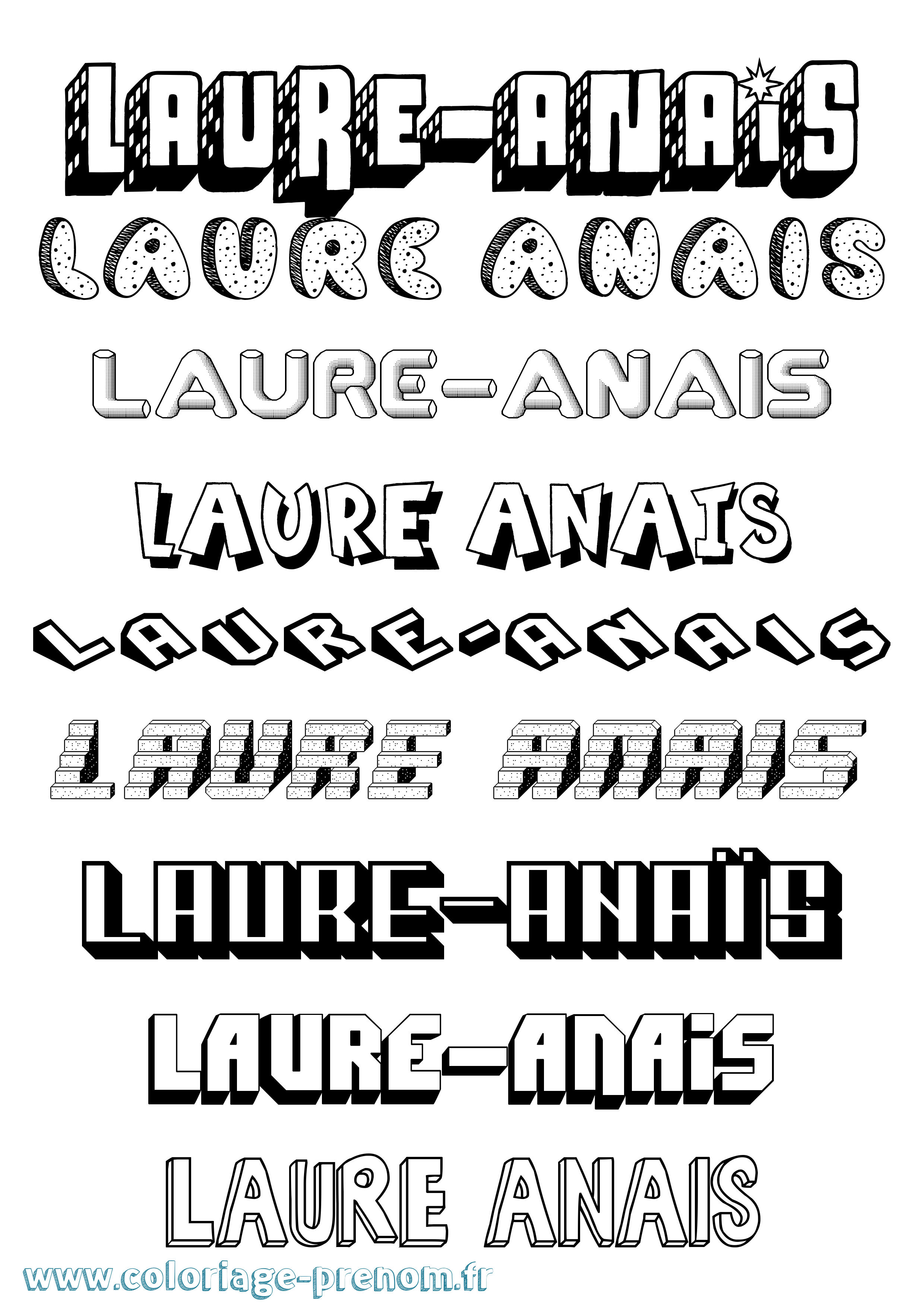 Coloriage Laure-Anaïs Effet 3D Coloriage prénom Laure-Anaïs Effet 3D