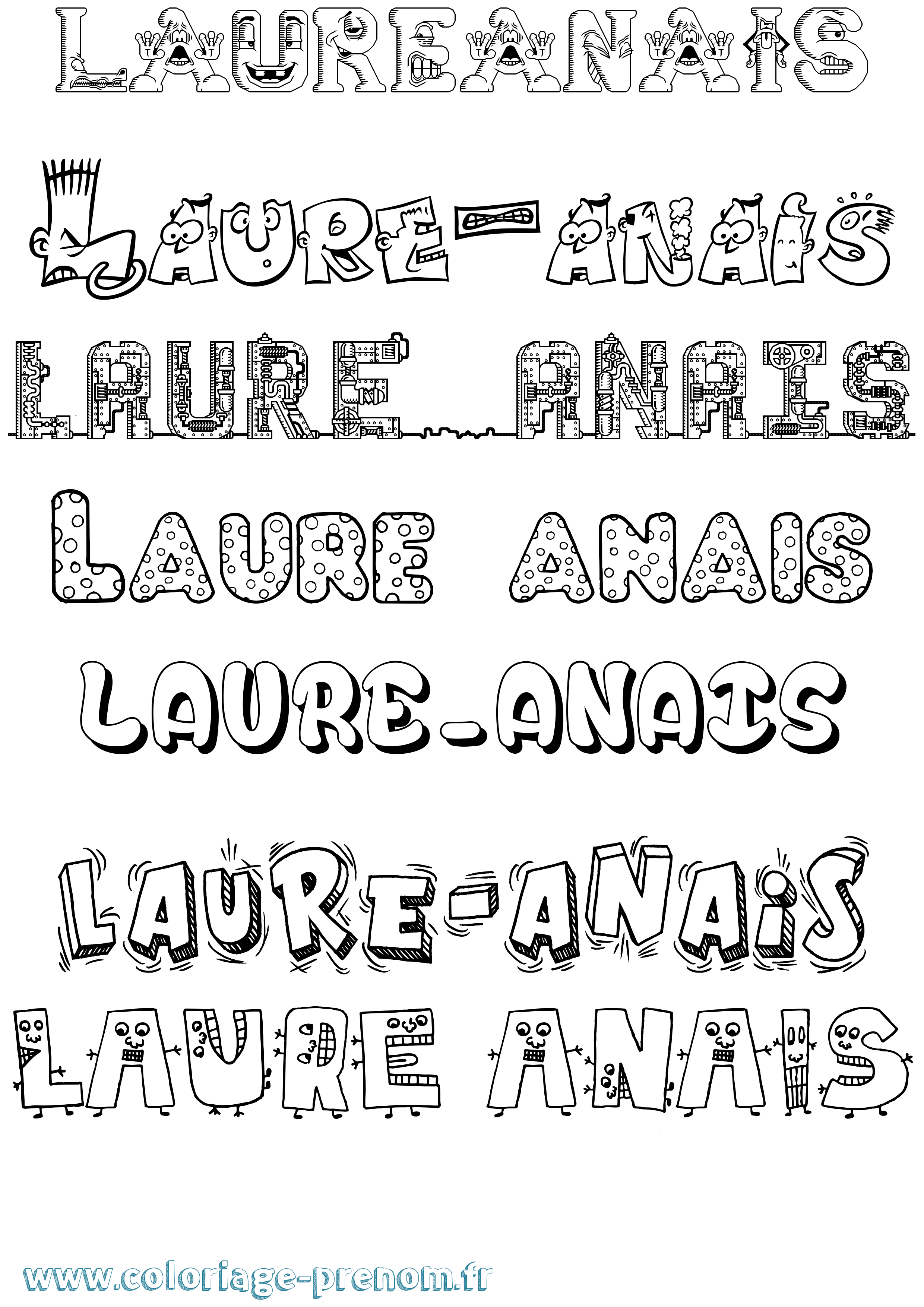 Coloriage Laure-Anaïs Fun Coloriage prénom Laure-Anaïs Fun