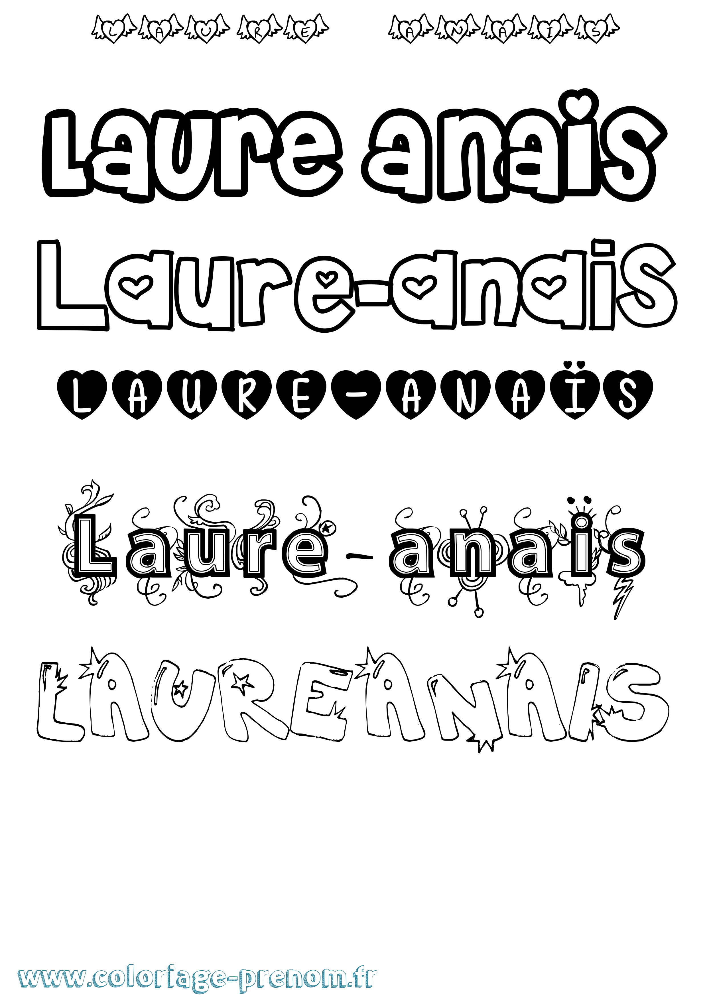 Coloriage Laure-Anaïs Girly Coloriage prénom Laure-Anaïs Girly