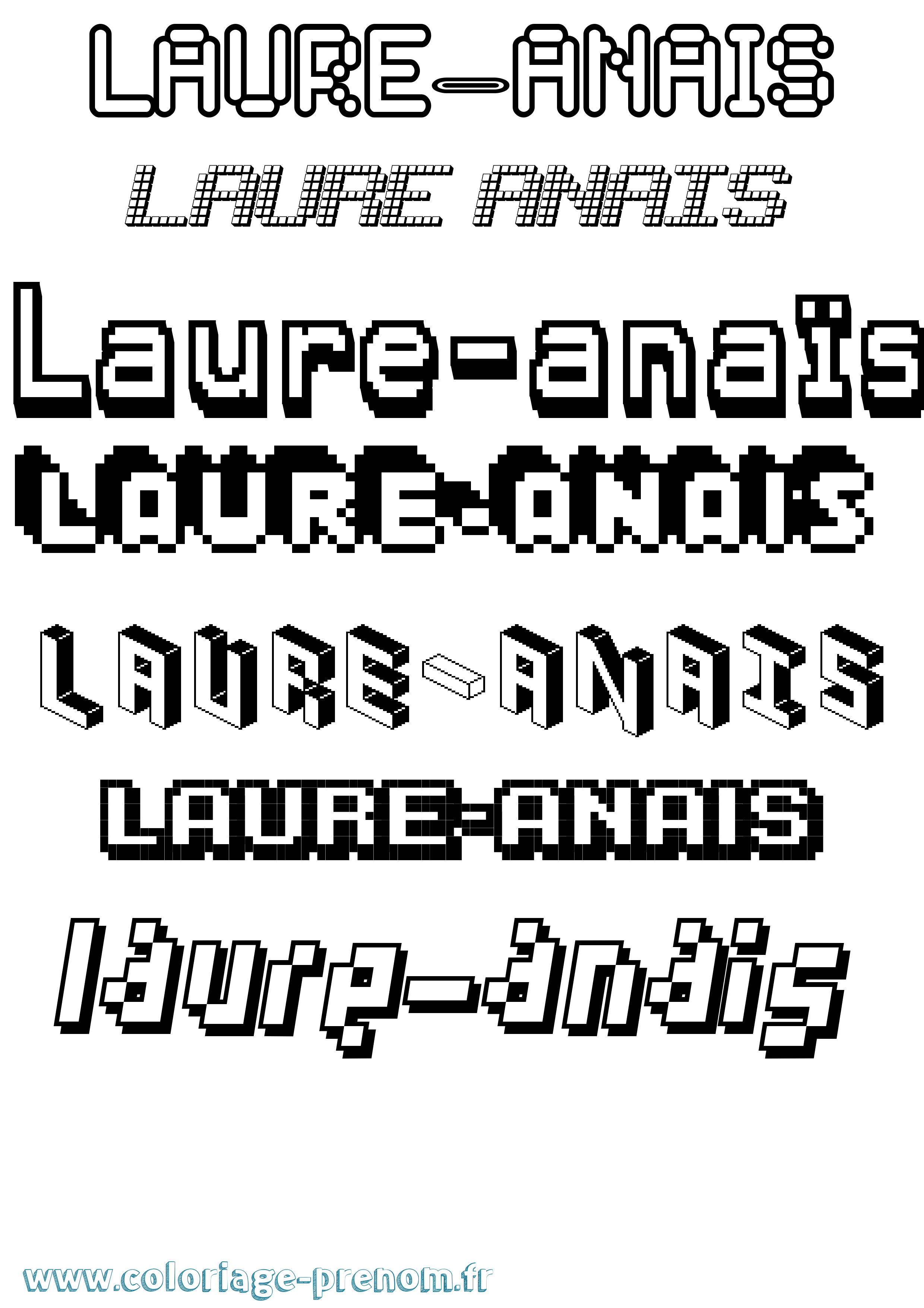 Coloriage Laure-Anaïs Pixel Coloriage prénom Laure-Anaïs Pixel