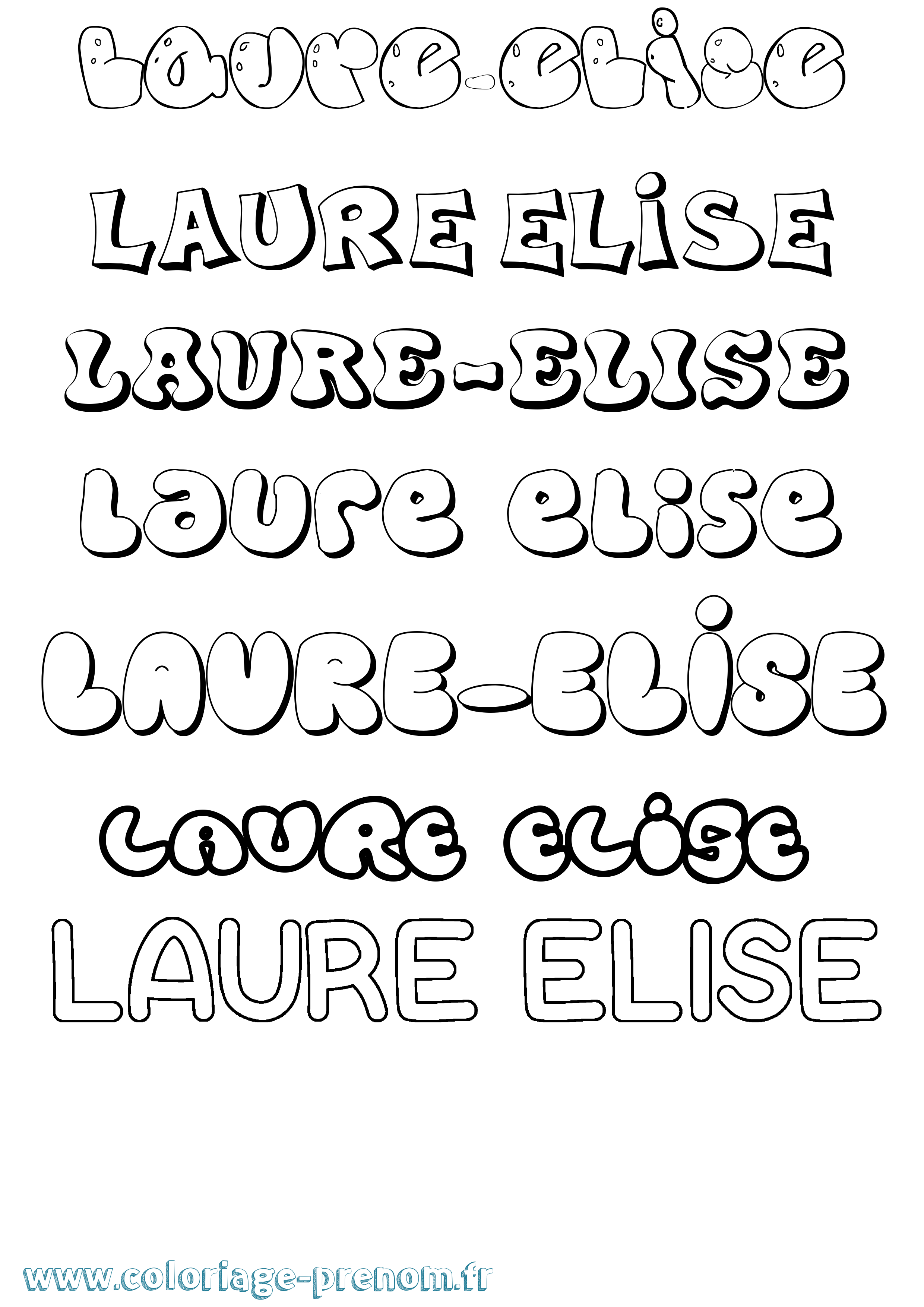 Coloriage Laure-Elise Bubble Coloriage prénom Laure-Elise Bubble