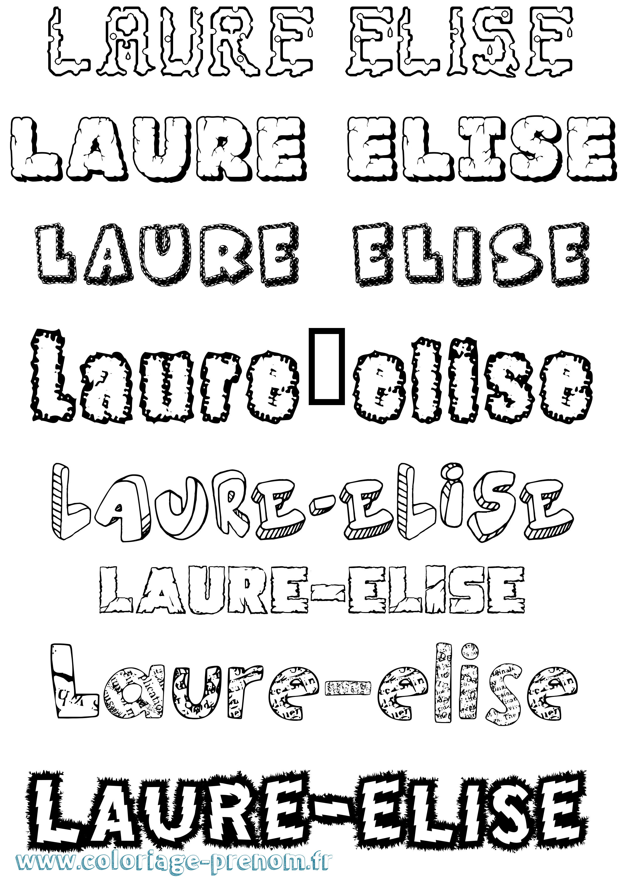 Coloriage Laure-Elise Destructuré Coloriage prénom Laure-Elise Destructuré