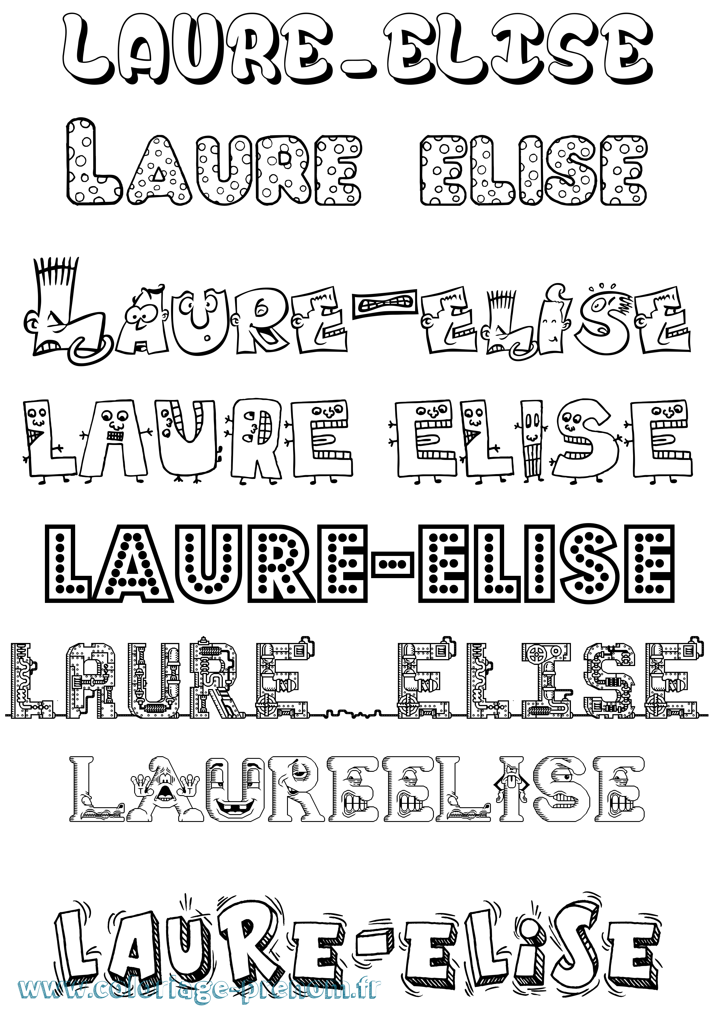 Coloriage Laure-Elise Fun Coloriage prénom Laure-Elise Fun