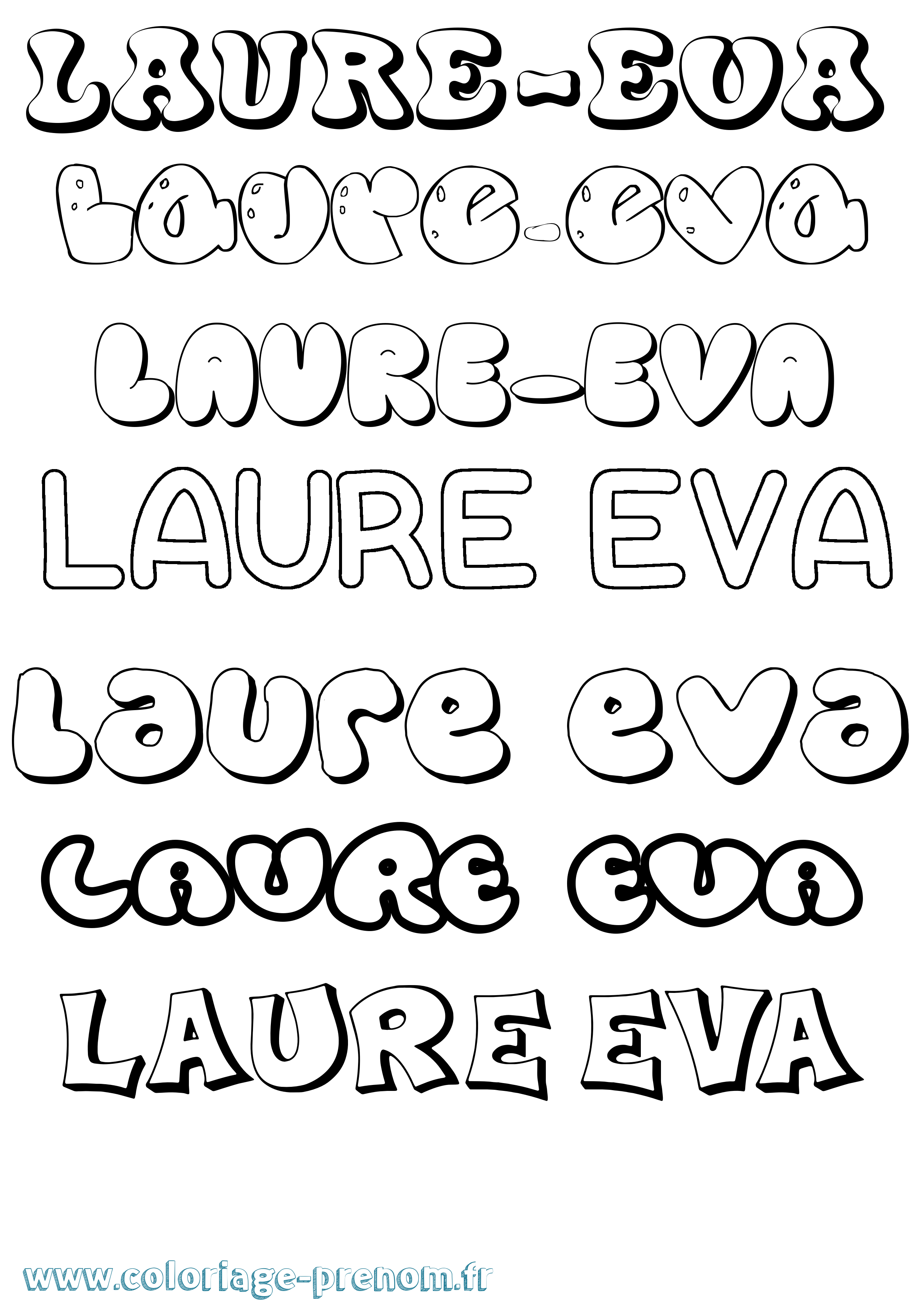 Coloriage Laure-Eva Bubble Coloriage prénom Laure-Eva Bubble