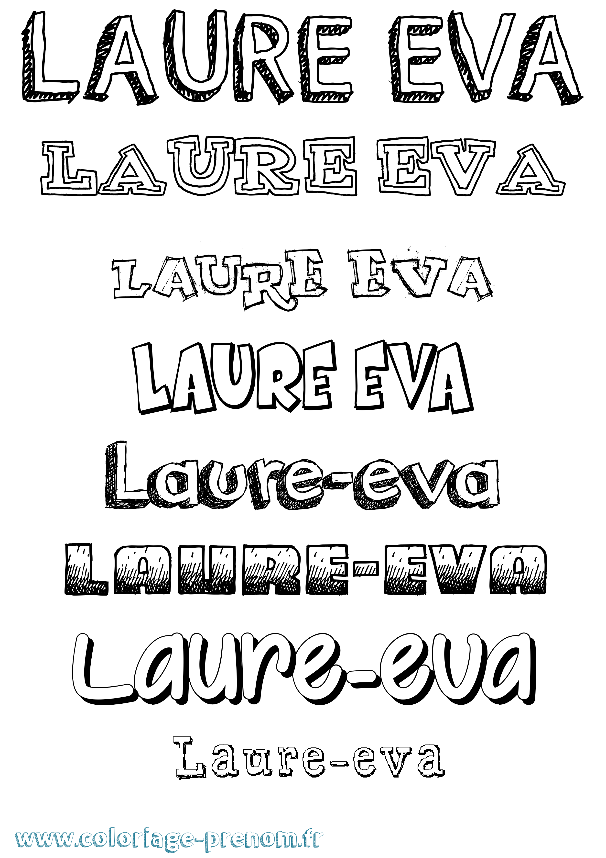 Coloriage Laure-Eva Dessiné Coloriage prénom Laure-Eva Dessiné