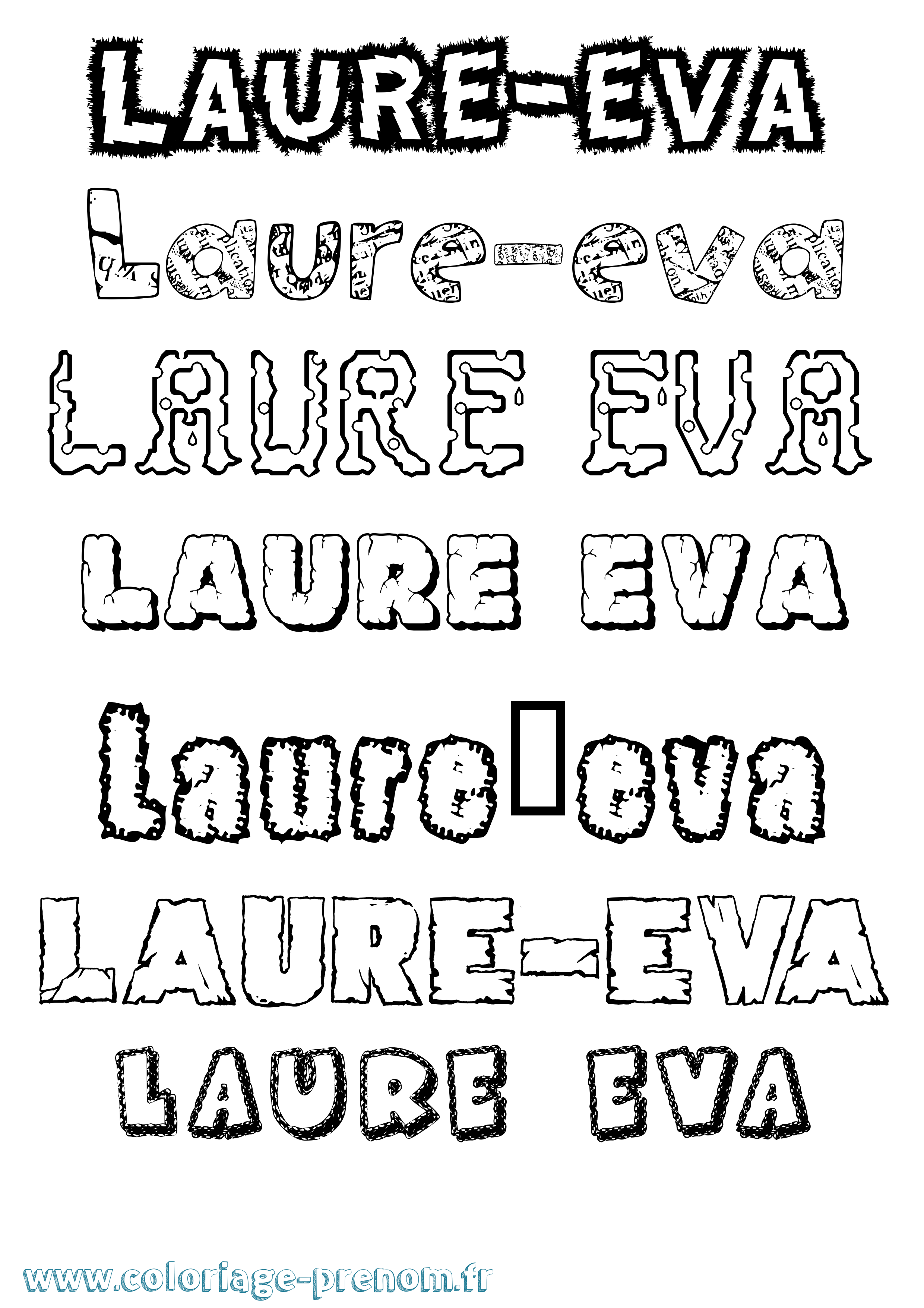 Coloriage Laure-Eva Destructuré Coloriage prénom Laure-Eva Destructuré
